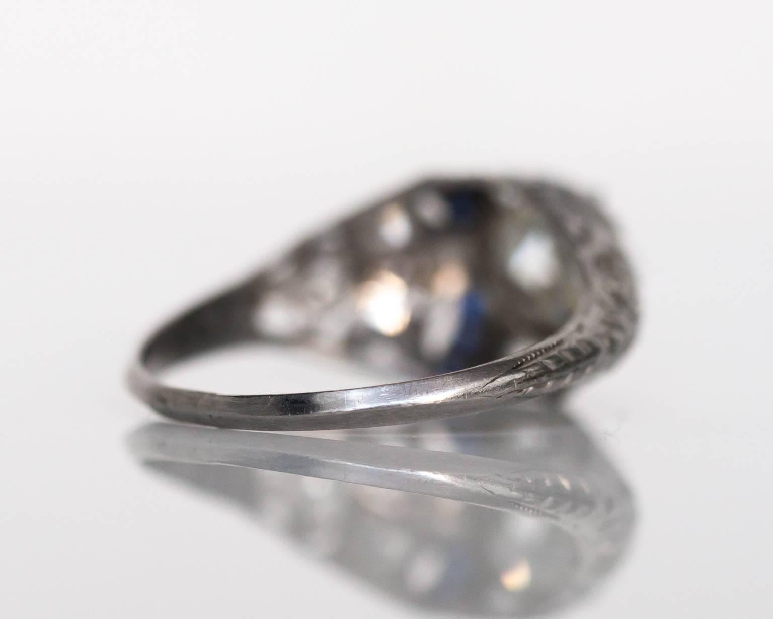 1920s Platinum Art Deco 1.03 Carat Diamond Engagement Ring 1