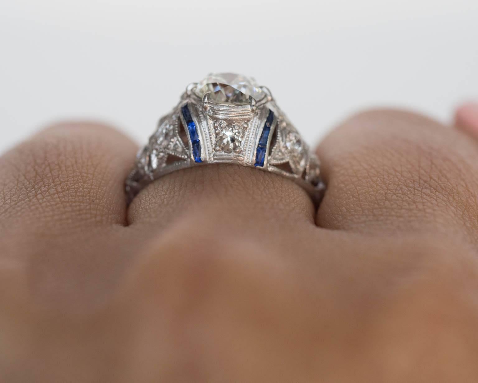 1920s Platinum Art Deco 1.03 Carat Diamond Engagement Ring 5
