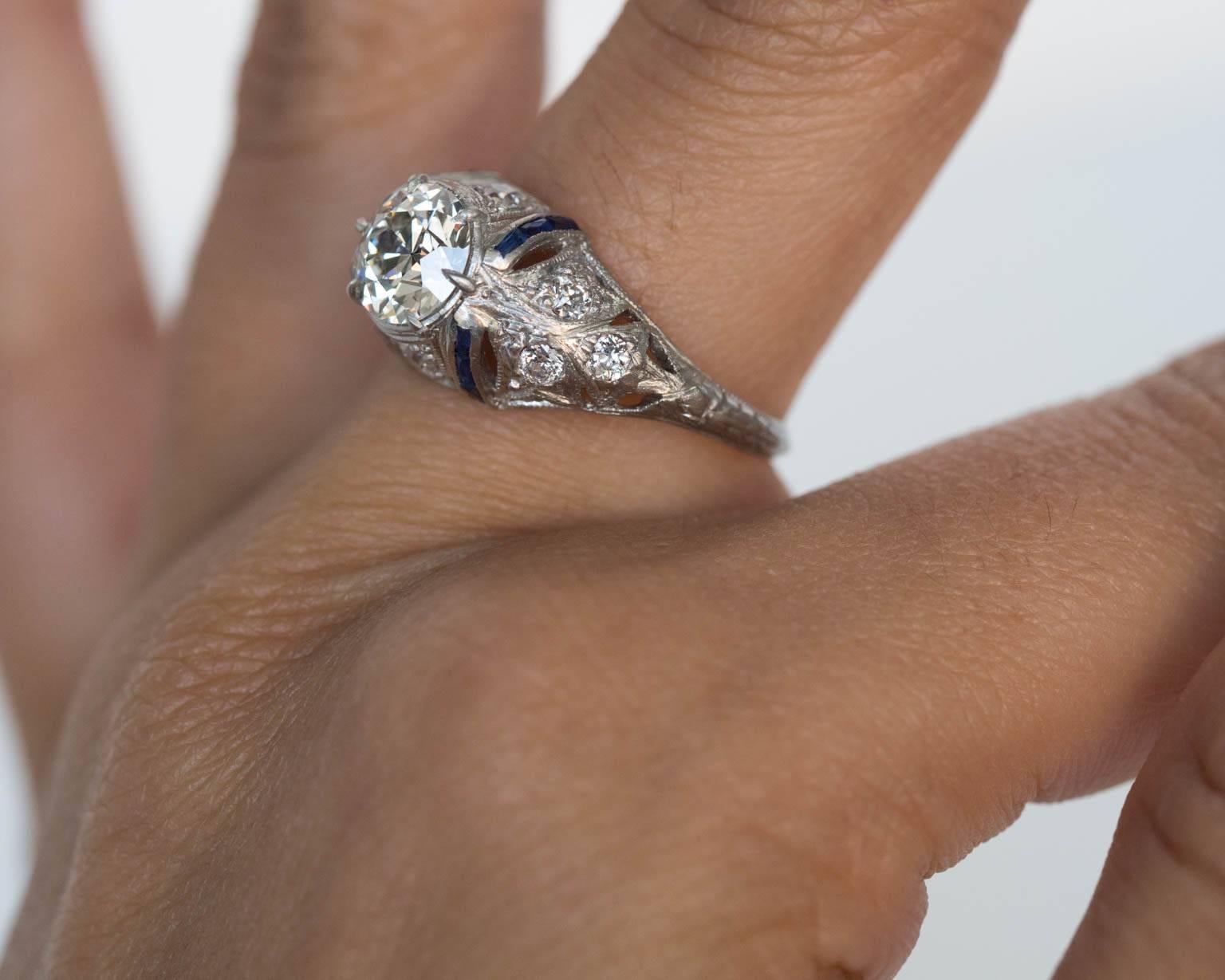 1920s Platinum Art Deco 1.03 Carat Diamond Engagement Ring 4