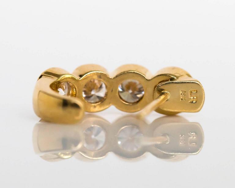 2000s Yellow Gold Round Brilliant Cut Diamond Earrings For Sale at 1stDibs