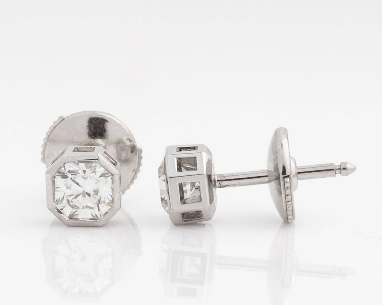 Modern Tiffany & Co. Lucida Hexagon Diamond Platinum Earrings