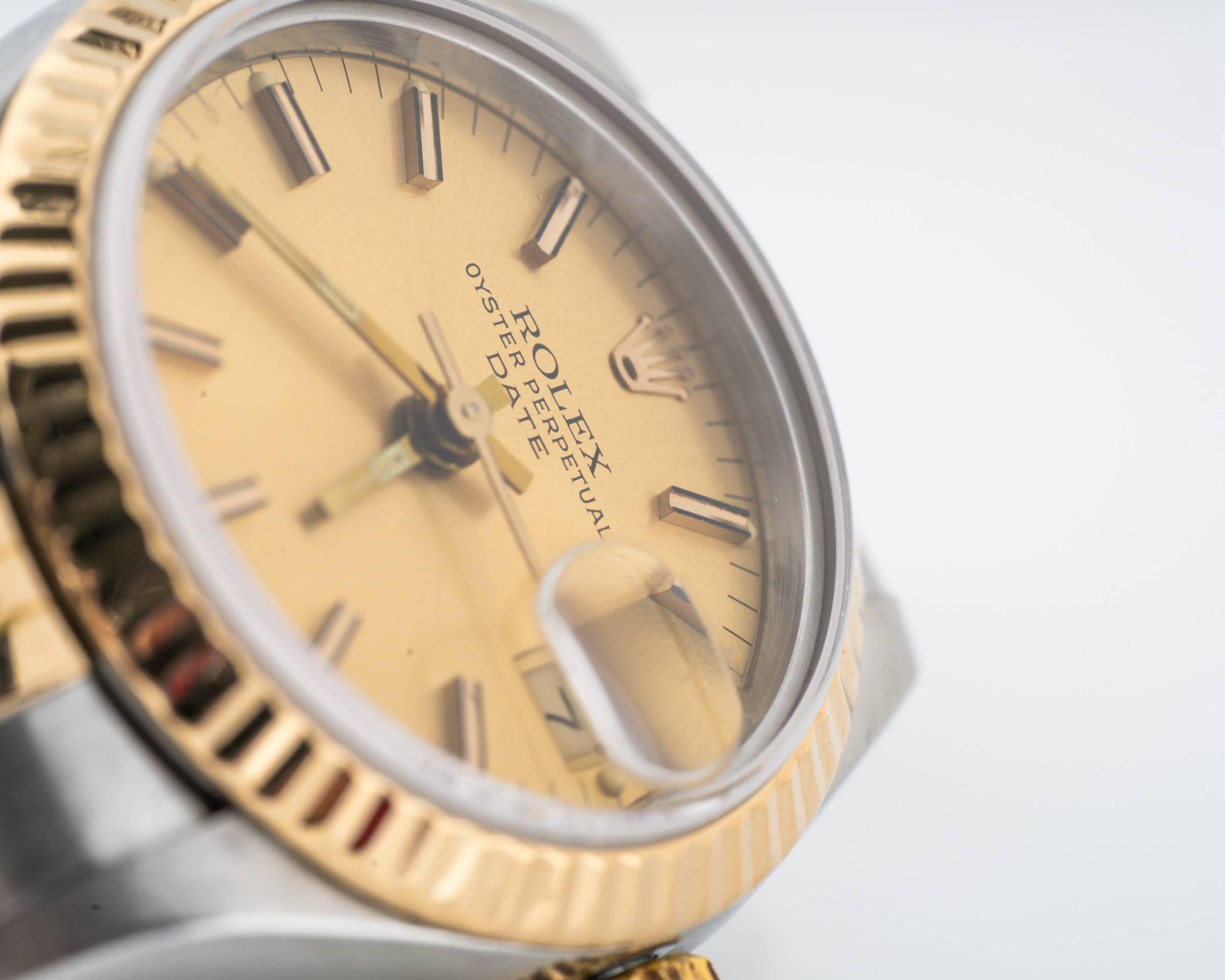 1980s Ladies Rolex Date Two Tone with Jubilee Bracelet In Excellent Condition In Hicksville, NY