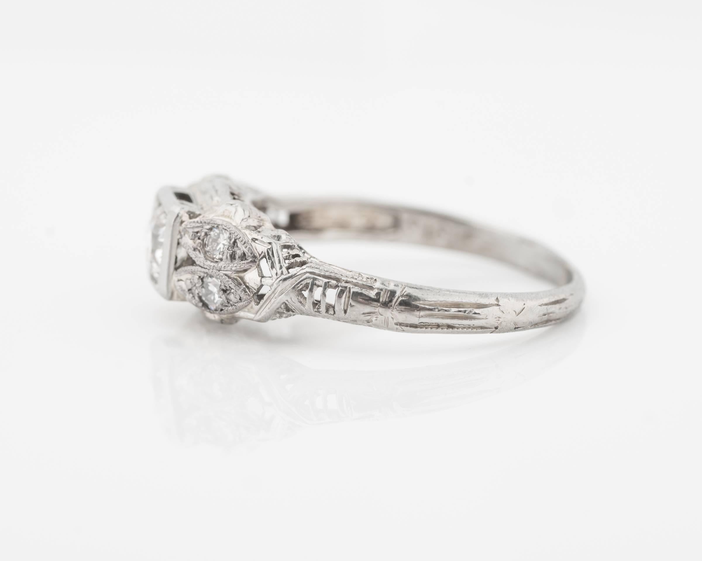 1920s Art Deco .23 Carat Old European Diamond 18 Karat Gold Engagement ...