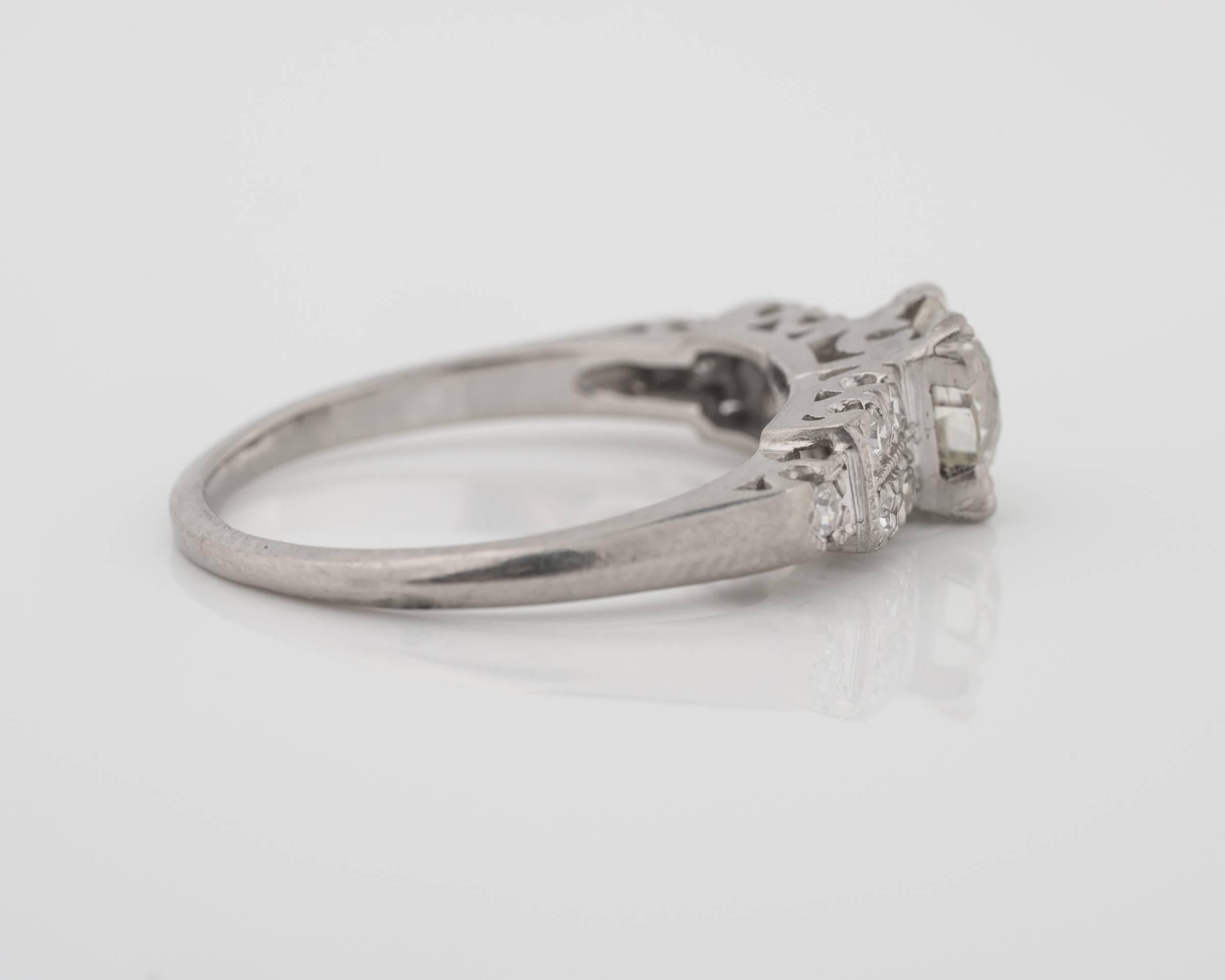 1930s GIA 1.01 Carat Old European Diamond Platinum Engagement Ring In Excellent Condition In Atlanta, GA