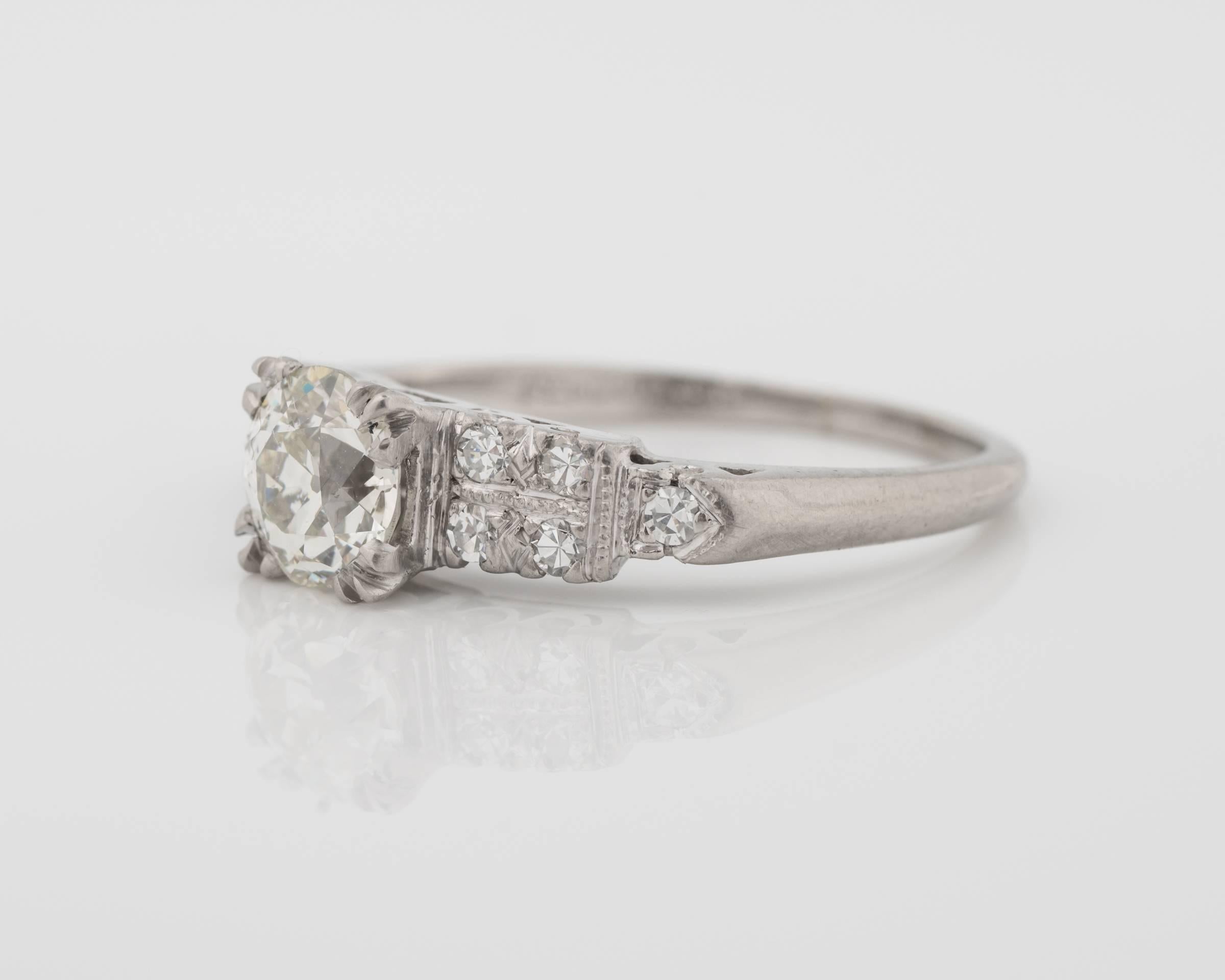 Art Deco 1930s GIA 1.01 Carat Old European Diamond Platinum Engagement Ring