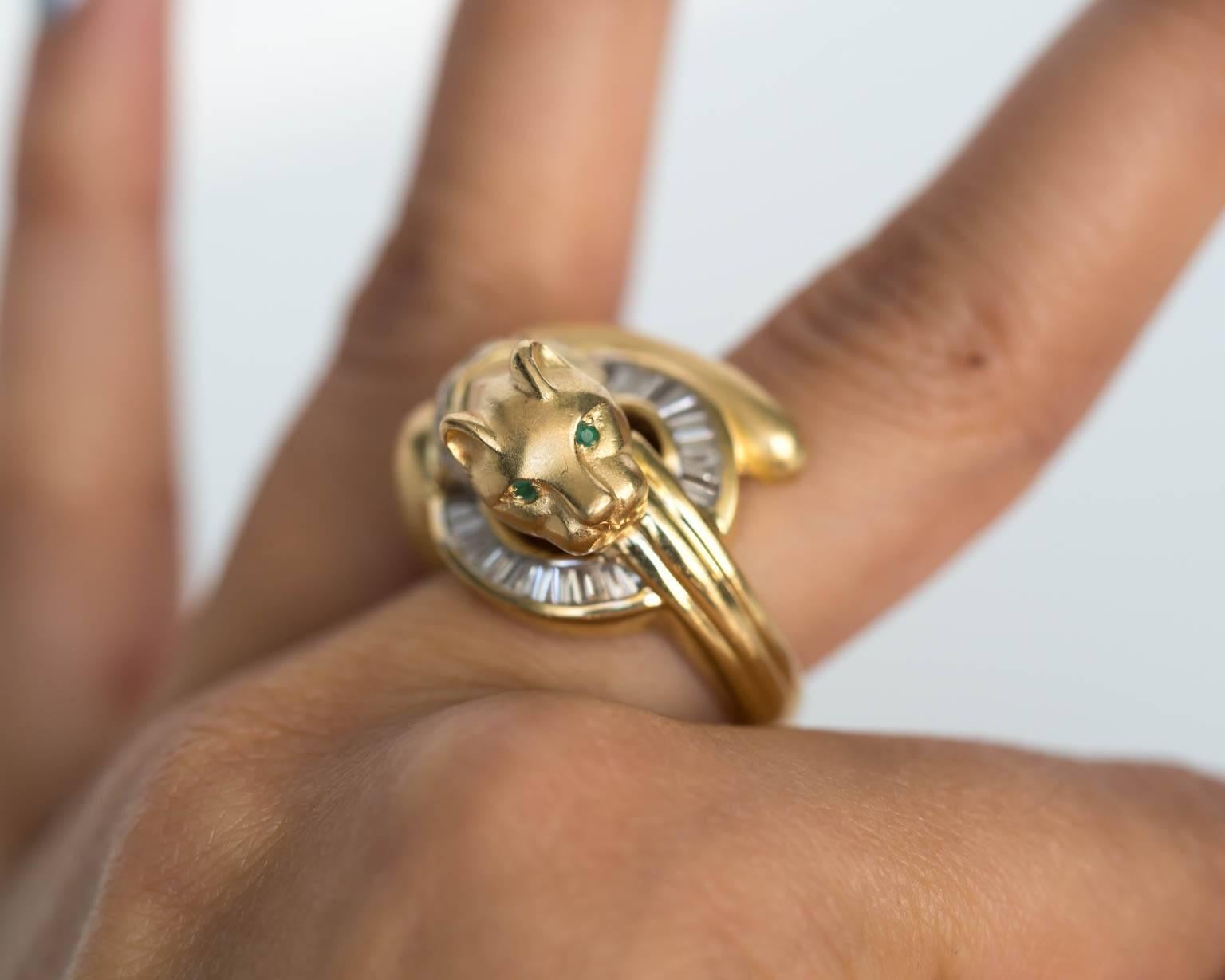 2000er Jahre Gelbgold Ring mit Diamant und Smaragd im Angebot 3