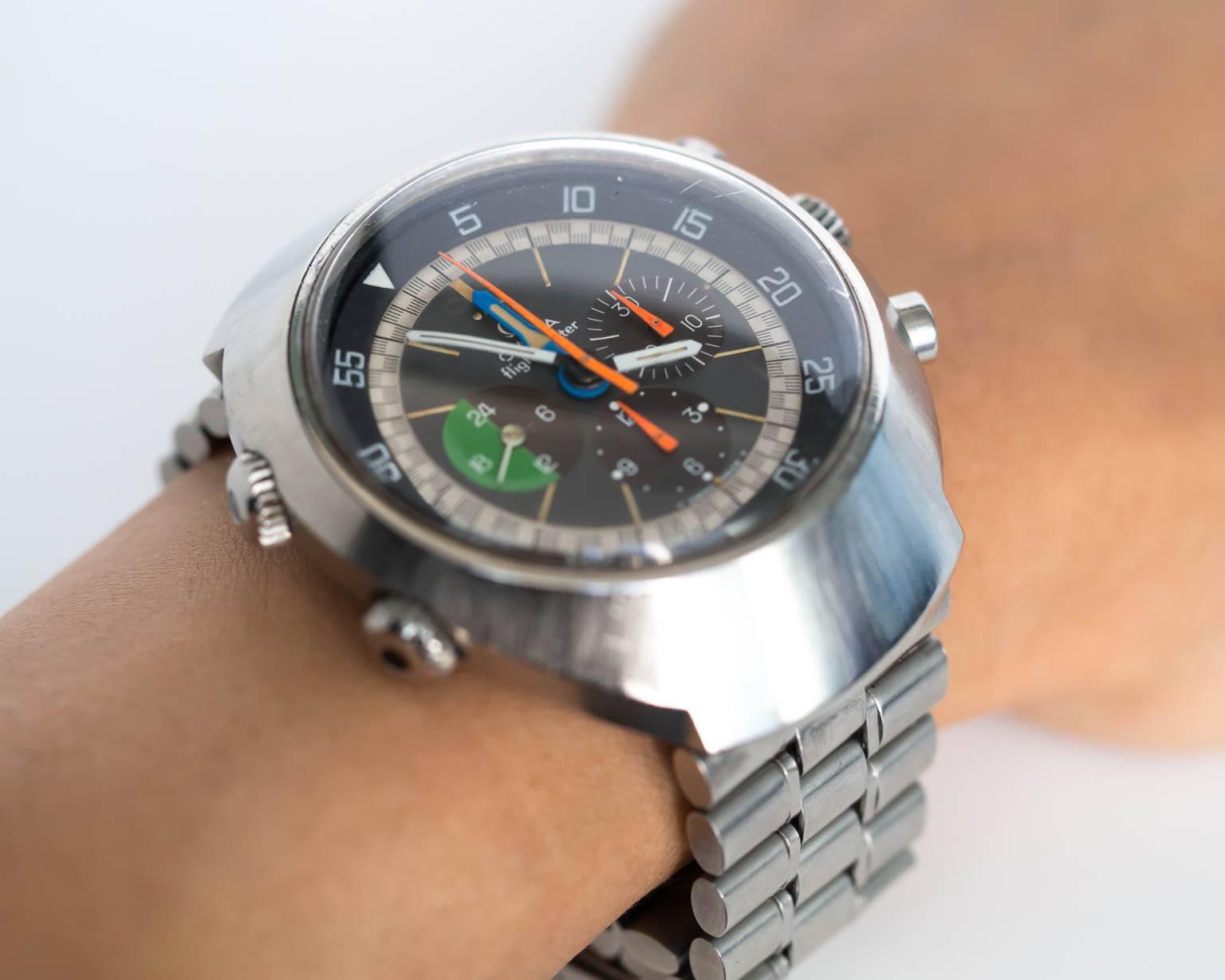 1971 Steel Omega Flightmaster Automatic Chronograph Watch 3