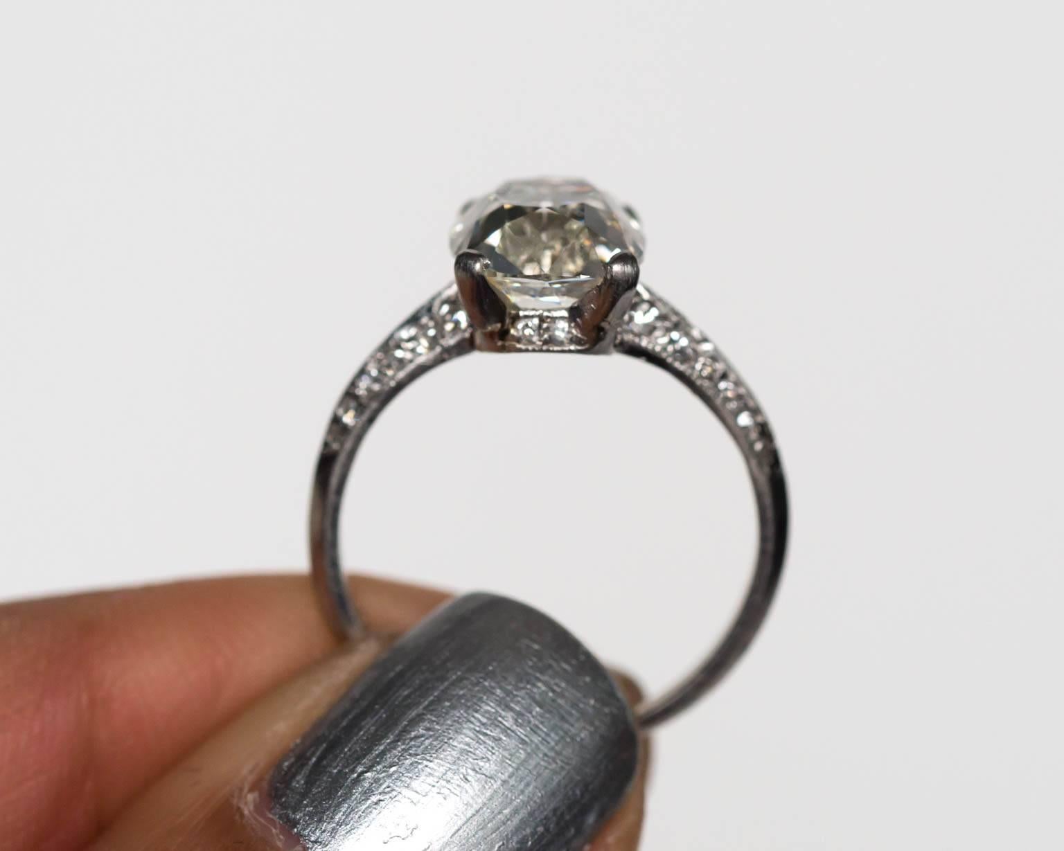 1920s Dreicer & Co Old Mine Brilliant Cut Diamond Platinum Engagement Ring 1