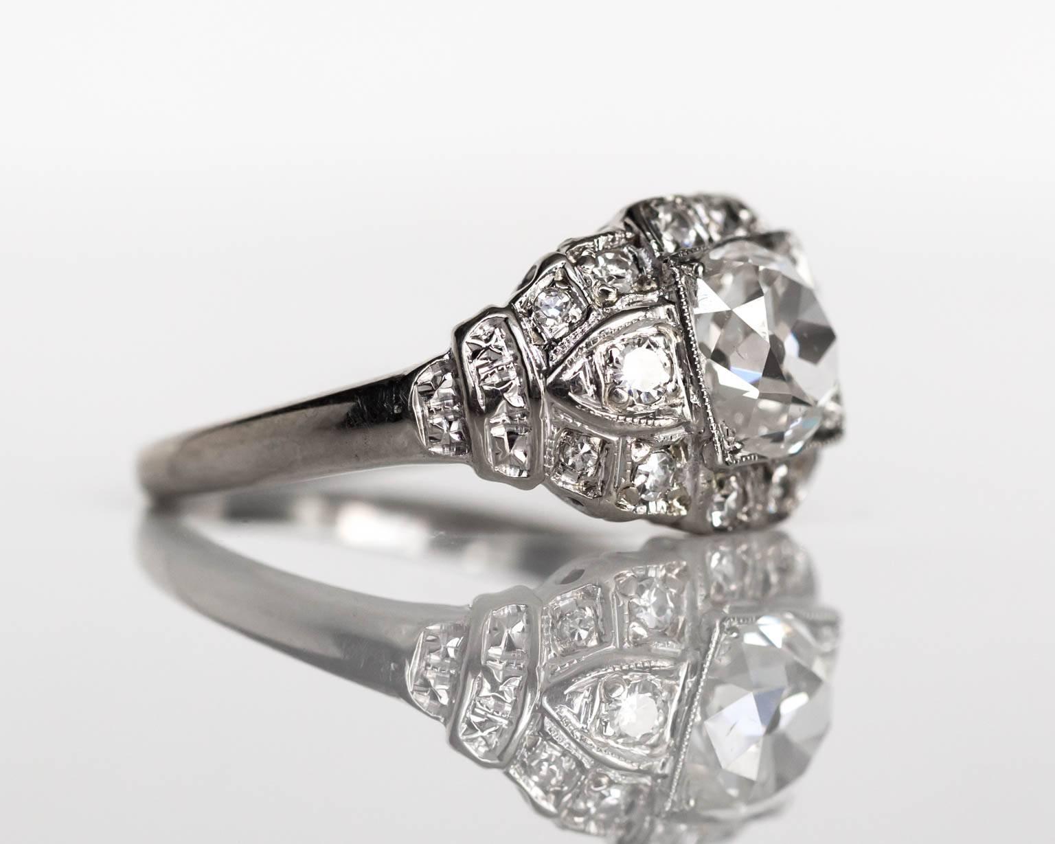 1920er Jahre Art Deco GIA zertifizierter Verlobungsring mit Diamanten im alten Minenschliff (Art déco) im Angebot