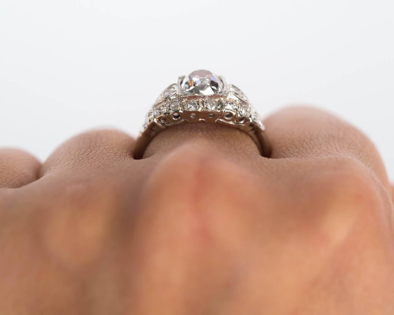 1920er Jahre Art Deco GIA zertifizierter Verlobungsring mit Diamanten im alten Minenschliff im Angebot 4