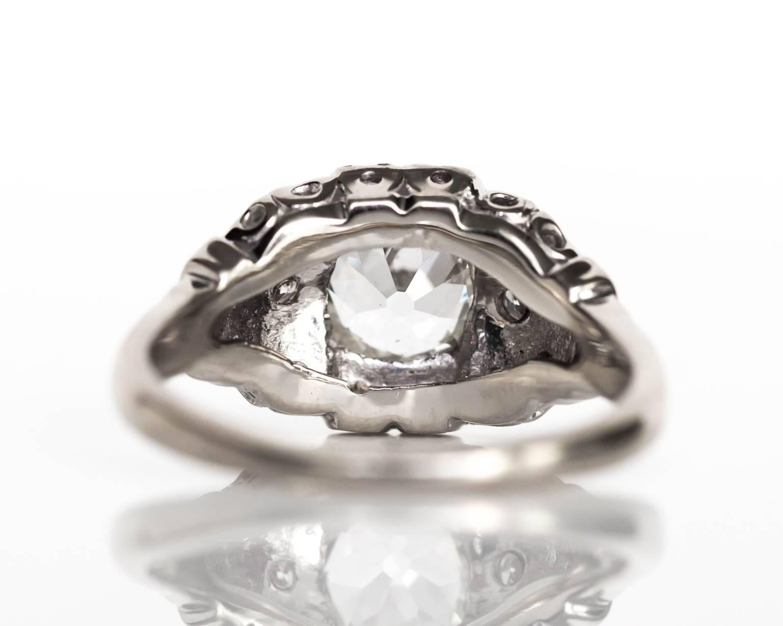 1920er Jahre Art Deco GIA zertifizierter Verlobungsring mit Diamanten im alten Minenschliff im Zustand „Hervorragend“ im Angebot in Atlanta, GA