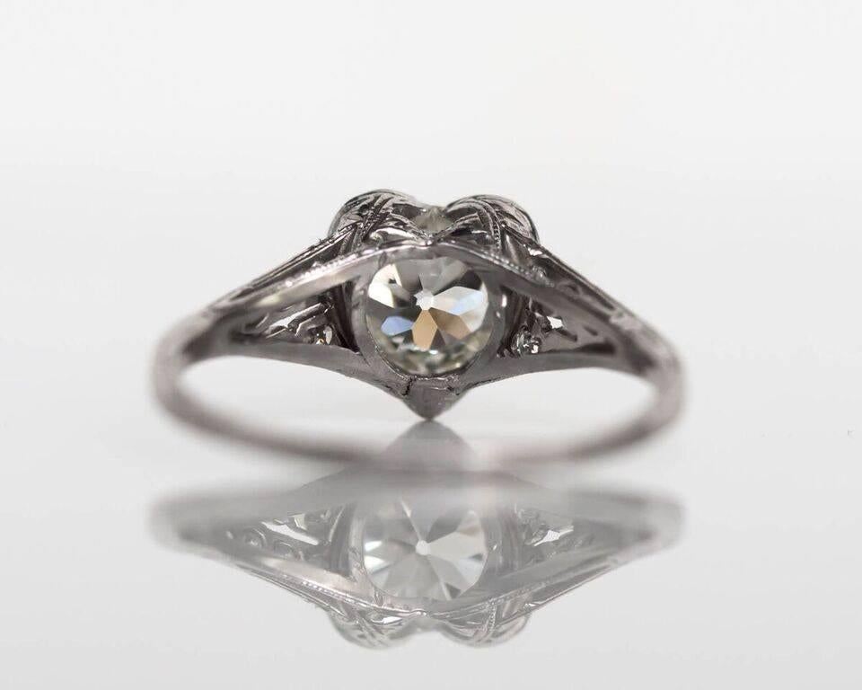 1920er Jahre Art Deco Platin Diamant GIA zertifiziert Herz geformt Verlobungsring im Zustand „Hervorragend“ in Hicksville, NY