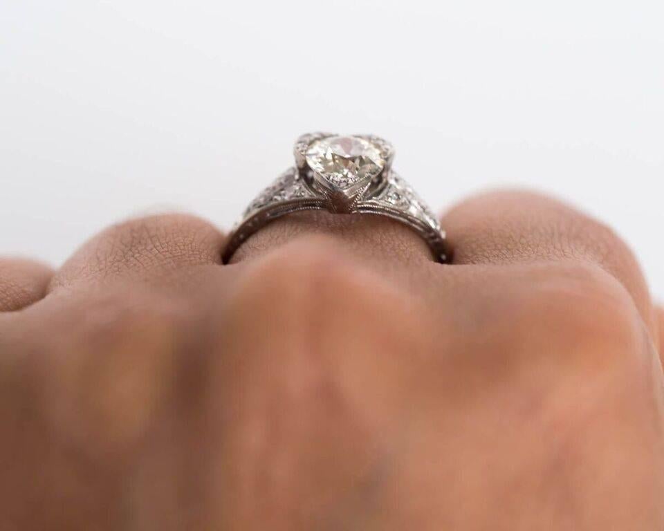 1920er Jahre Art Deco Platin Diamant GIA zertifiziert Herz geformt Verlobungsring 5