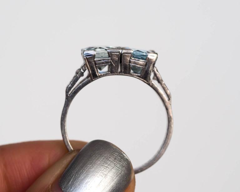 1930s Art Deco Platinum London  Blue Topaz and Diamond 