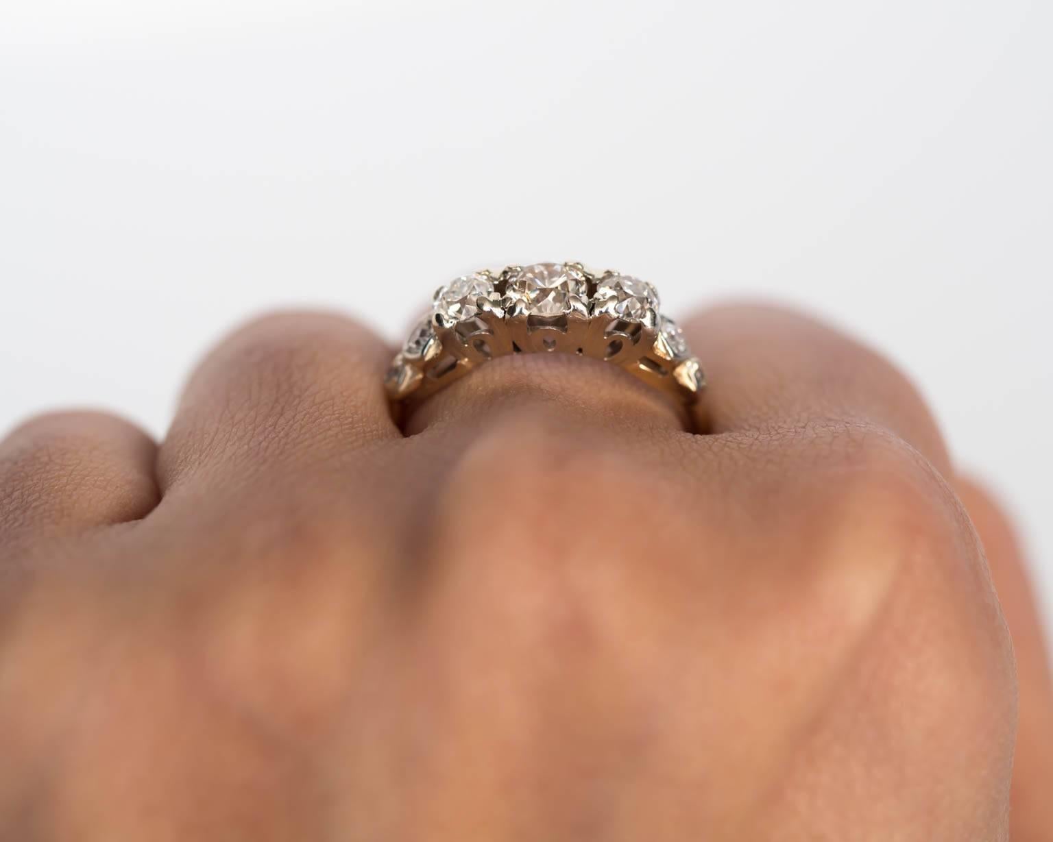 1900s Edwardian Yellow Gold and Platinum Prong Diamond Engagement Ring 4