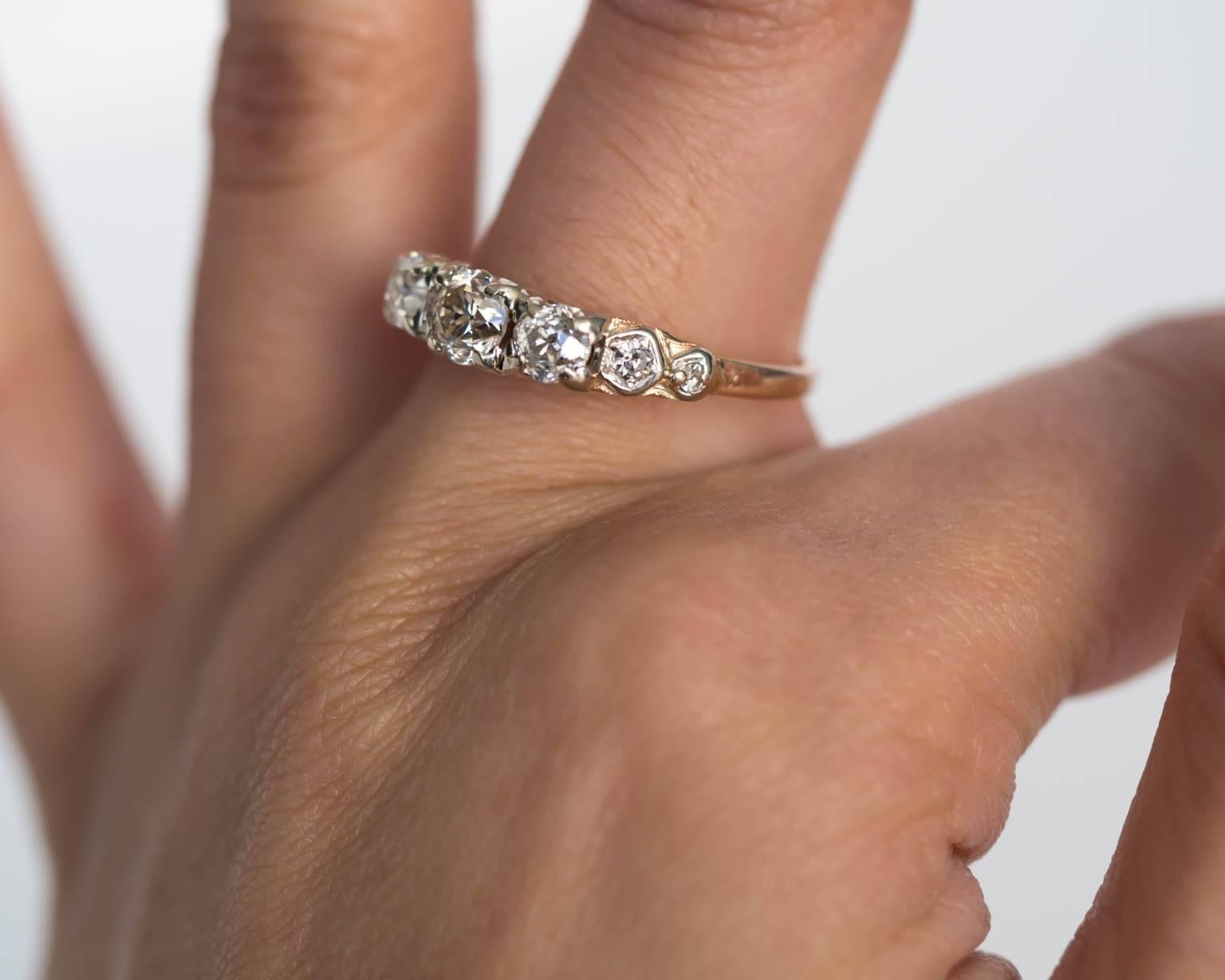 1900s Edwardian Yellow Gold and Platinum Prong Diamond Engagement Ring 3