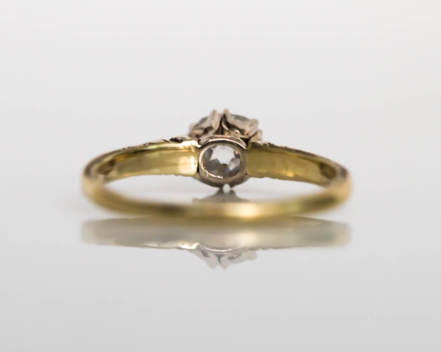 Women's 1890s Victorian Yellow Gold GIA Certified .63 Carat Diamond Engagement Ring