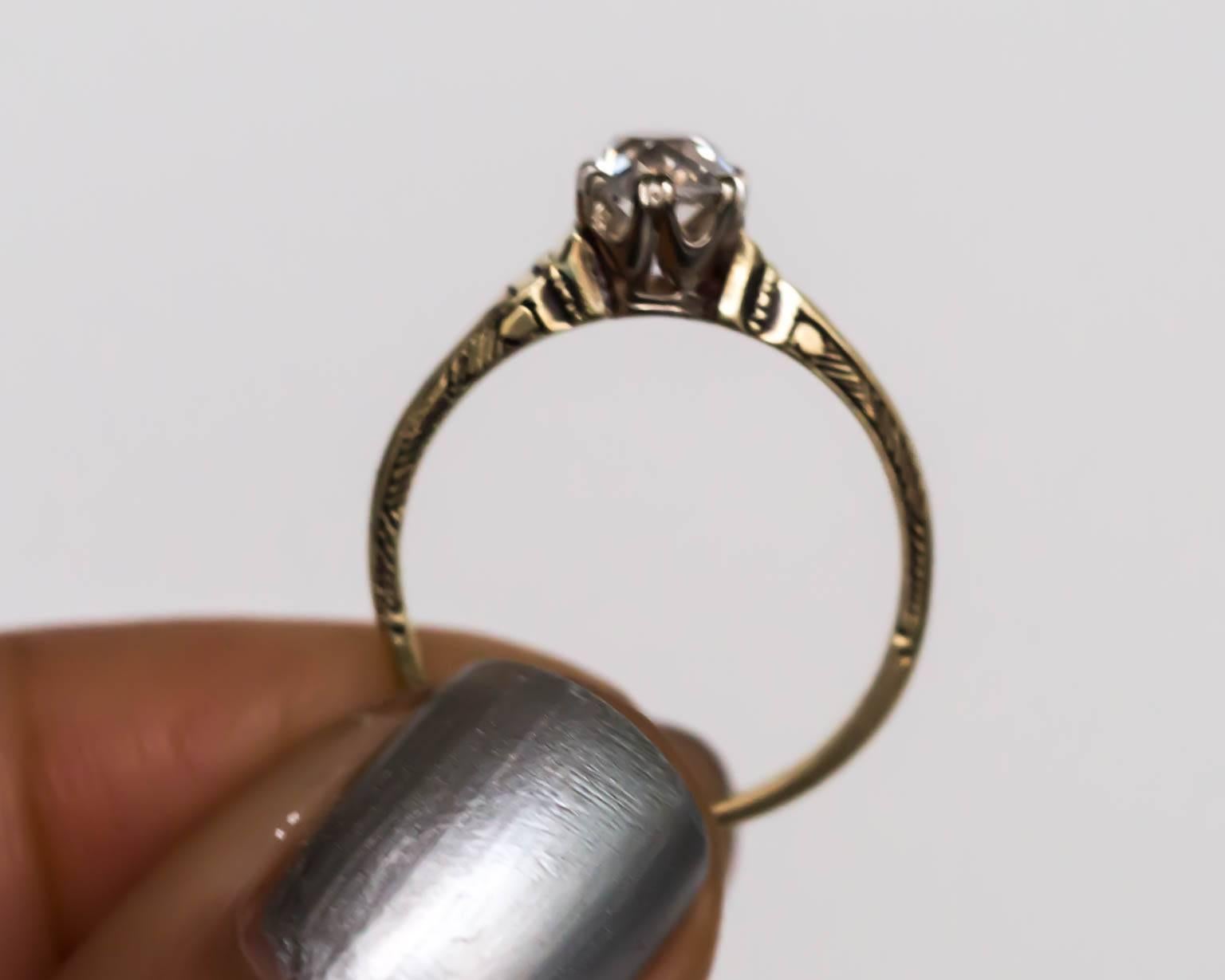 1890s Victorian Yellow Gold GIA Certified .63 Carat Diamond Engagement Ring 2