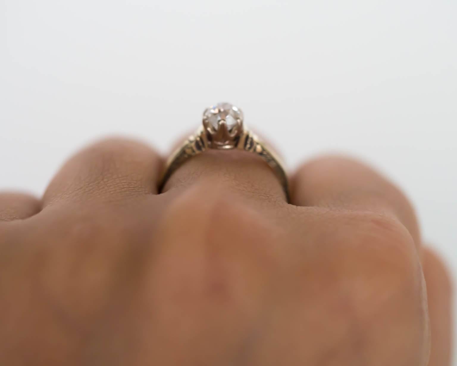 1890s Victorian Yellow Gold GIA Certified .63 Carat Diamond Engagement Ring 5