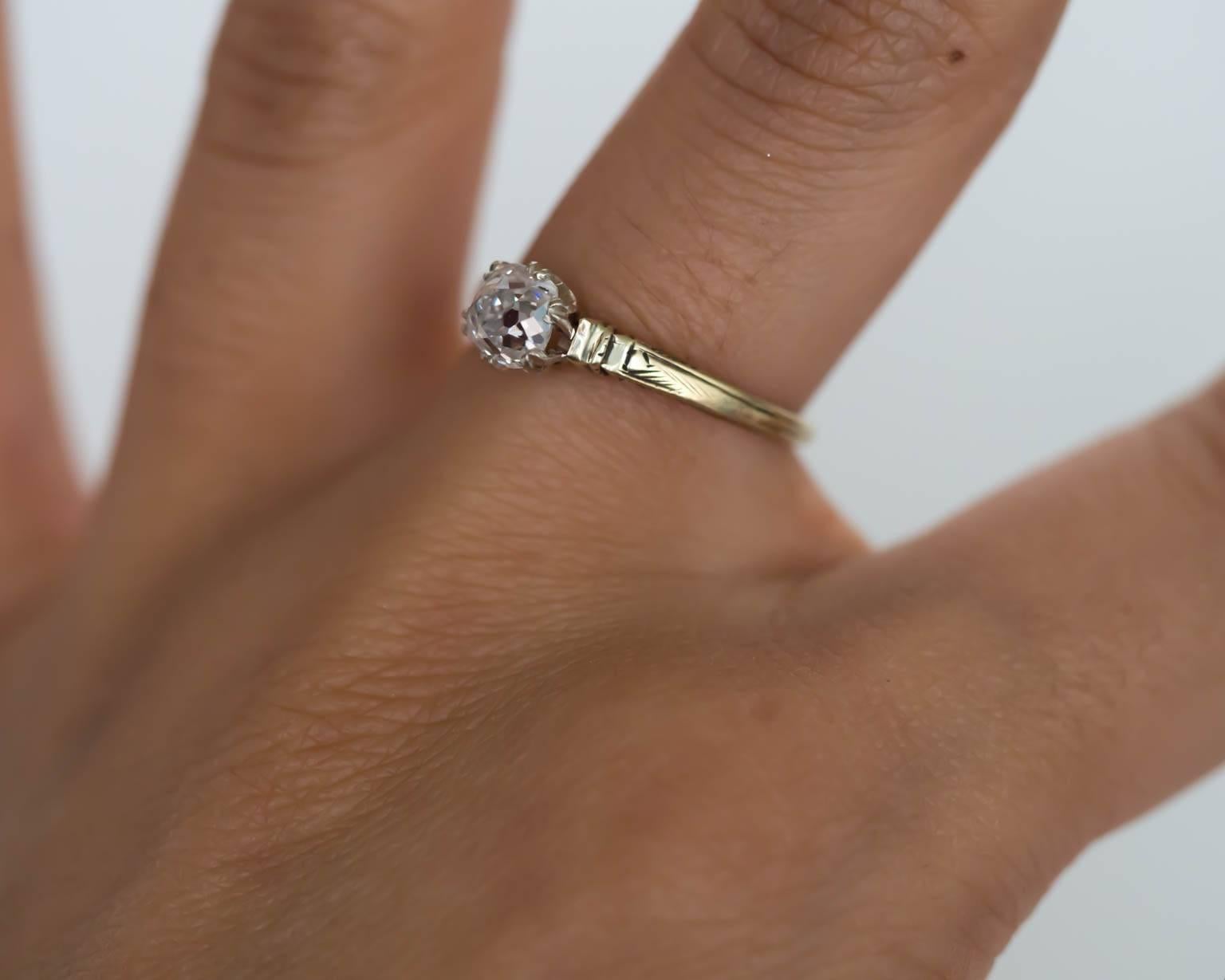 1890s Victorian Yellow Gold GIA Certified .63 Carat Diamond Engagement Ring 4