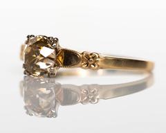 1890s Victorian 1.38 Carat Champagne Diamond Gold Engagement Ring