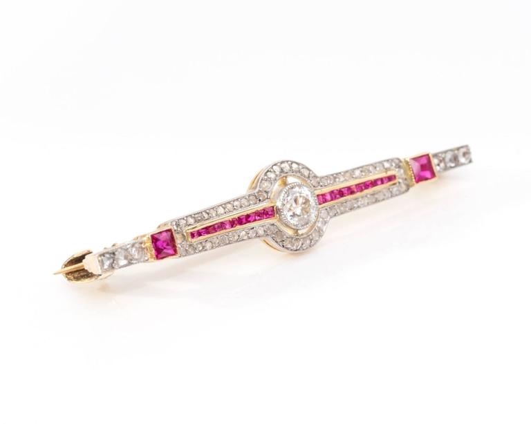 Broche Antique Caneton En Or 14k Et Argent - Diamants Roses Taille Ancienne - Animalier - Occasion