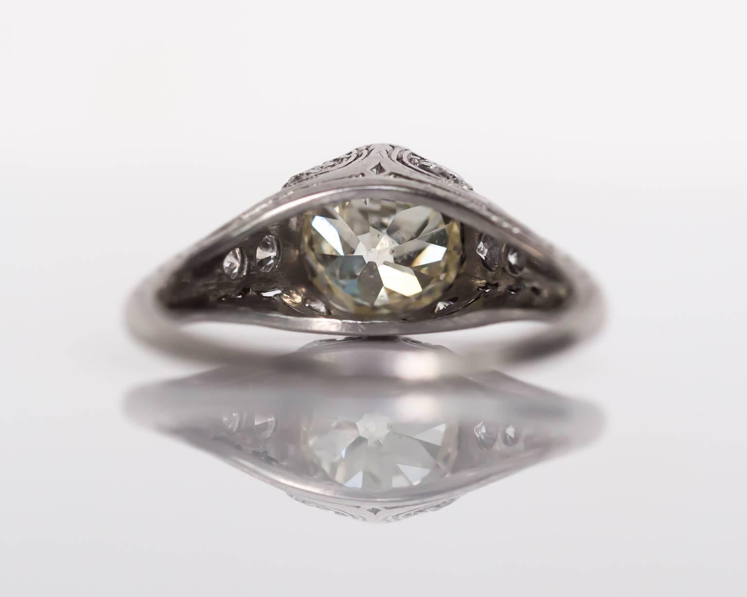 1910 Antiker edwardianischer Verlobungsring, 1,78 Karat Diamant Platin (Alteuropäischer Schliff) im Angebot