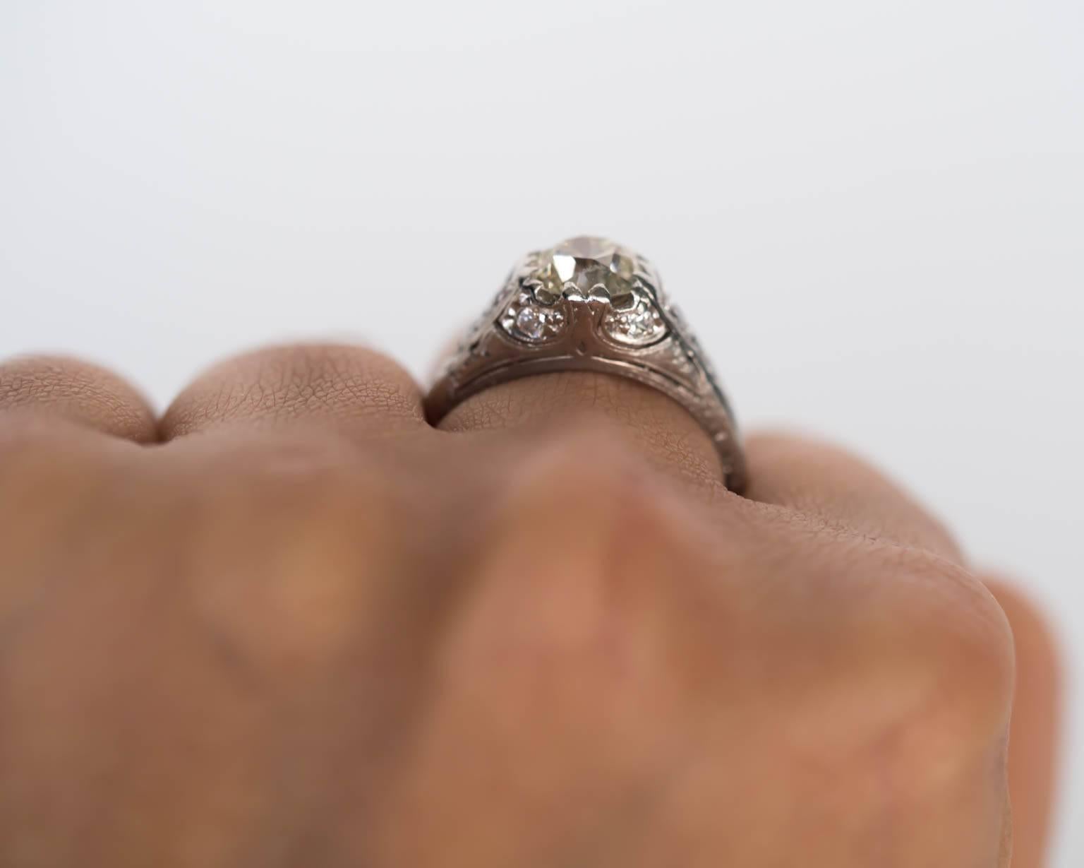 1910 Antique Edwardian 1.78 Carat Diamond Platinum Engagement Ring For Sale 1