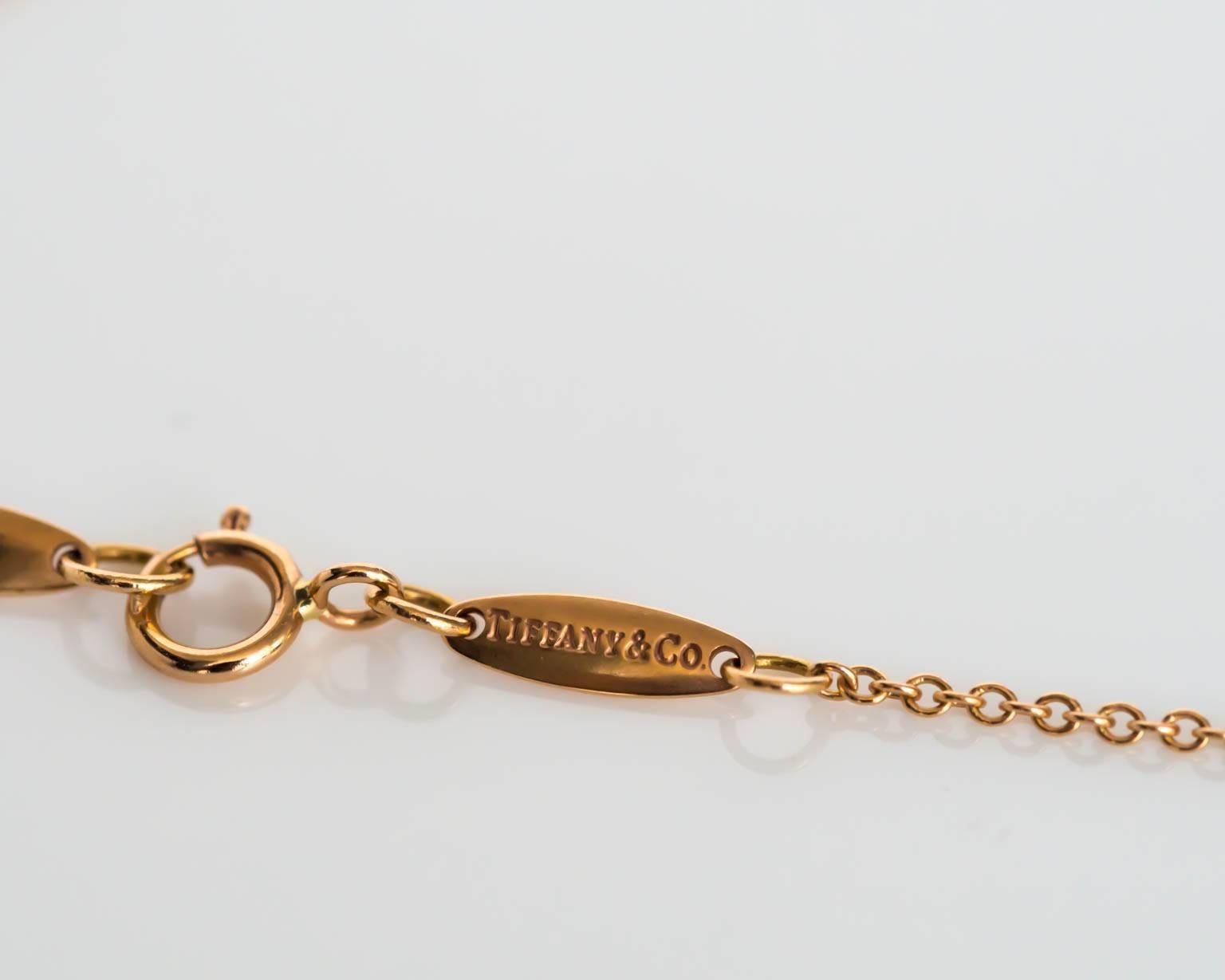 Contemporary 2000s Tiffany & Co. Elsa Peretti .05 Carat Diamond Gold Necklace