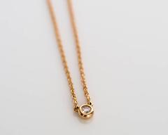 2000s Tiffany & Co. Elsa Peretti .05 Carat Diamond Gold Necklace