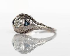1920s Art Deco GIA Certified .44 Carat Diamond Gold Engagement Ring