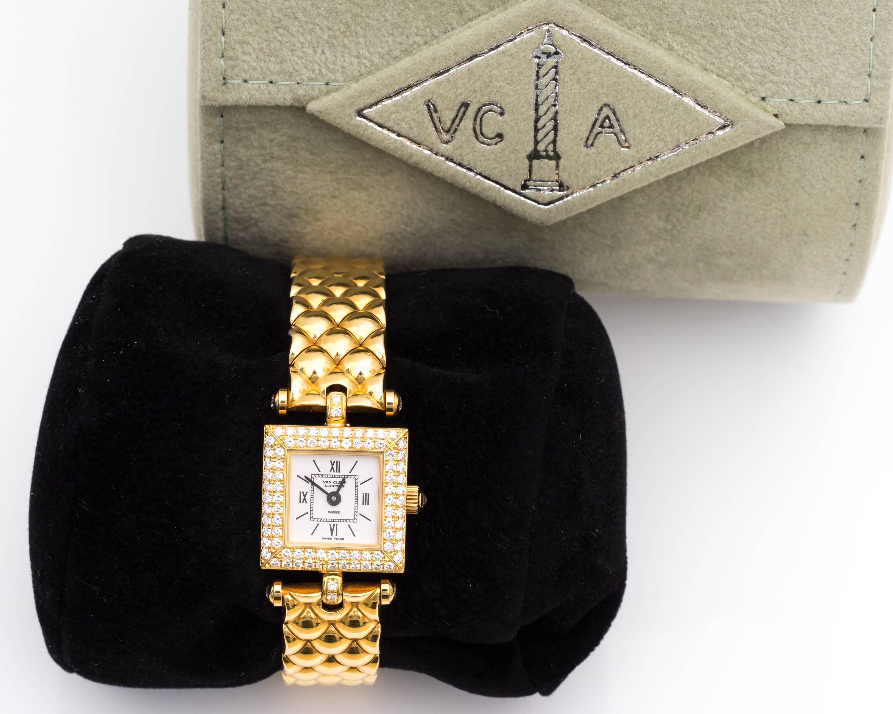 Contemporary Van Cleef & Arpels Ladies Classique Diamond Bezel Quartz Wristwatch