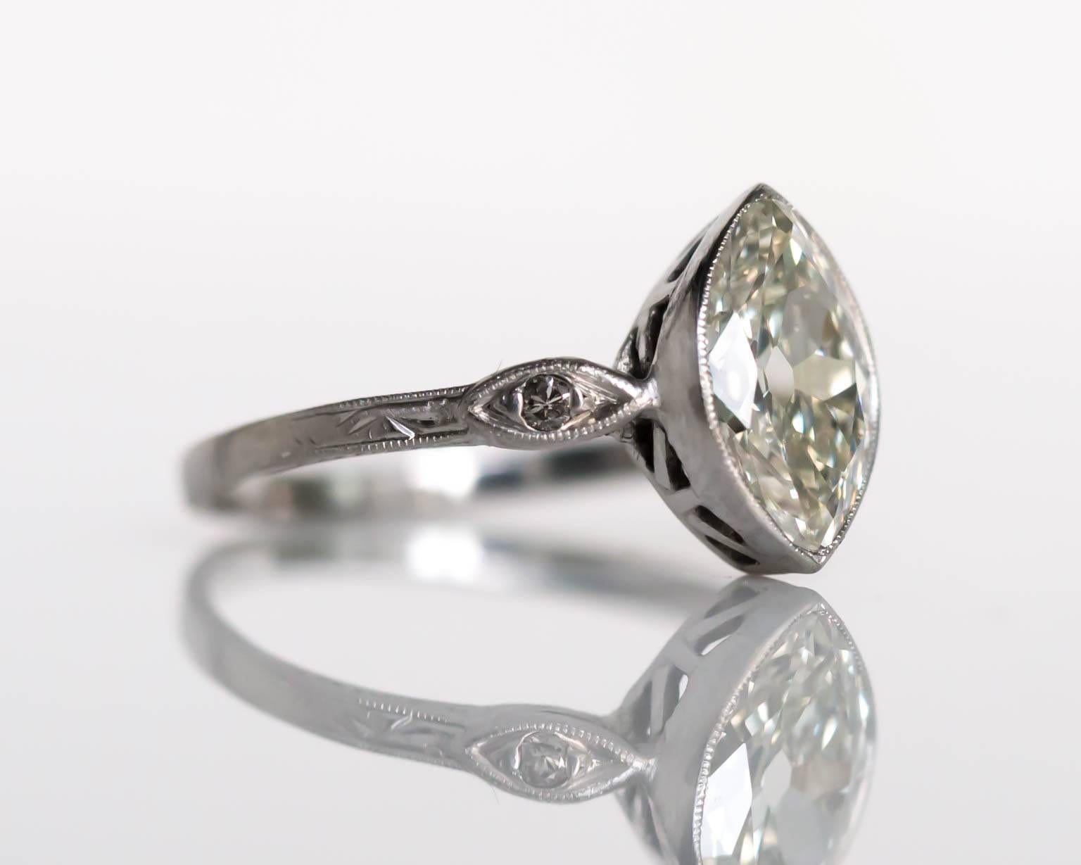 Art Deco Antique 1910 Edwardian GIA Certified 1.56 Carat Diamond Platinum Engagement Ring
