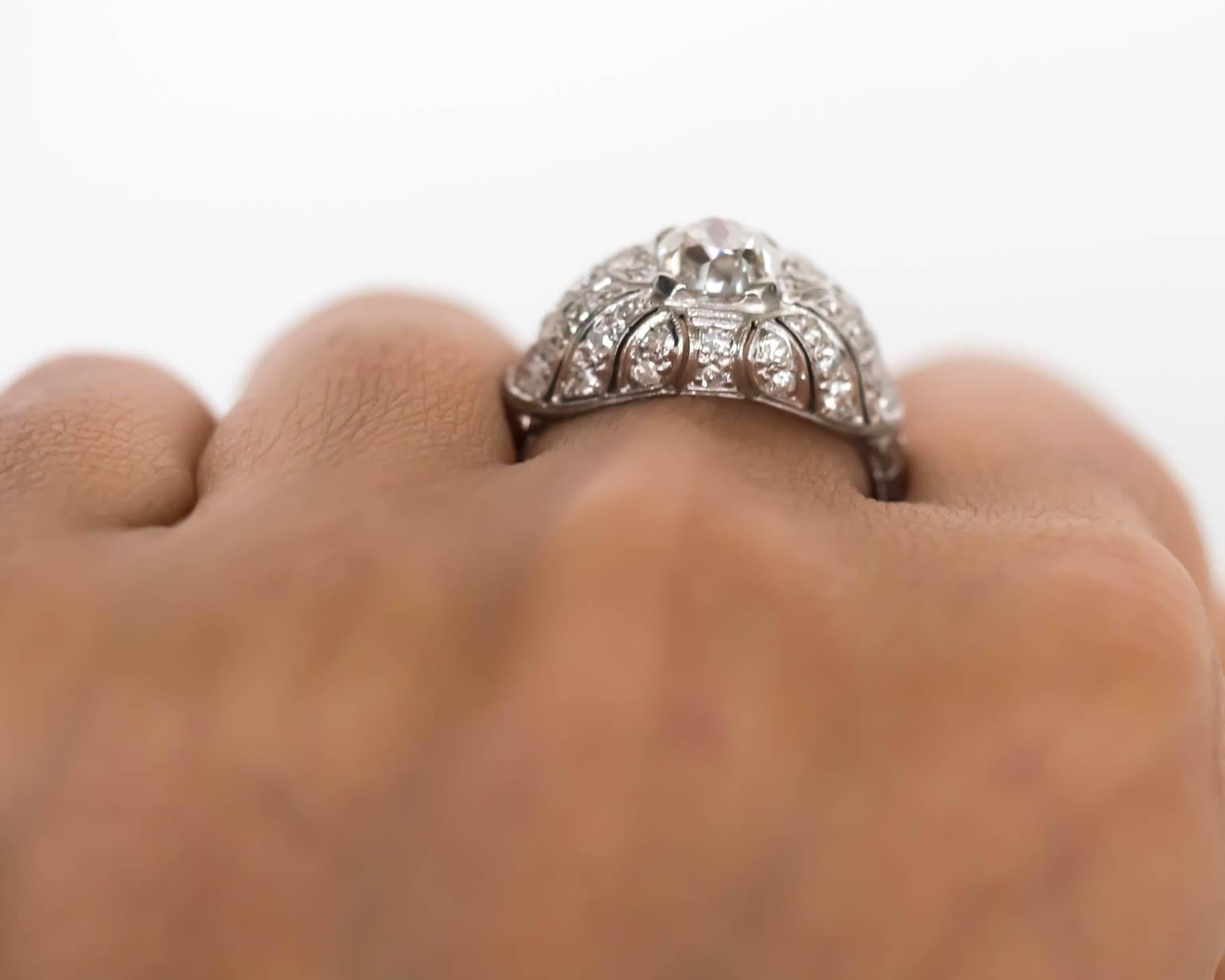 1910 Edwardian GIA Certified 1.17 Carat Diamond Platinum Engagement Ring 4