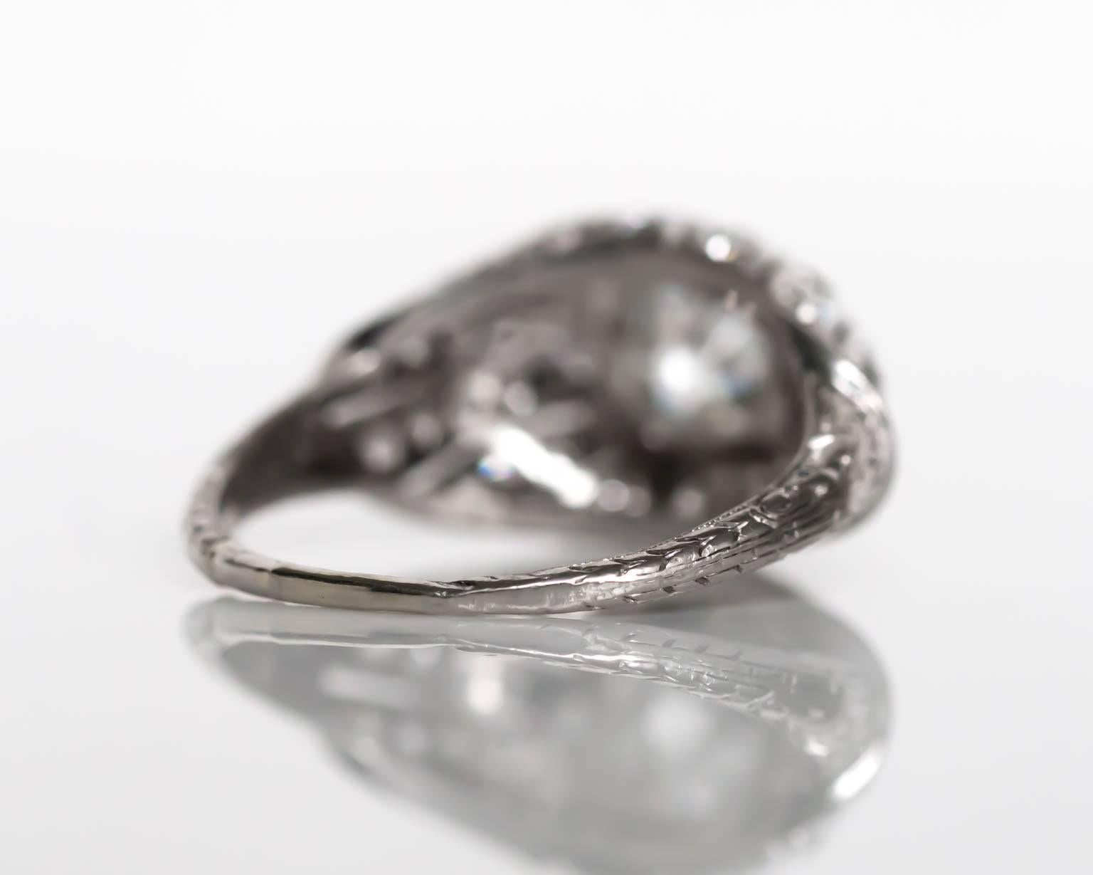 1910 Edwardian GIA Certified 1.17 Carat Diamond Platinum Engagement Ring 1