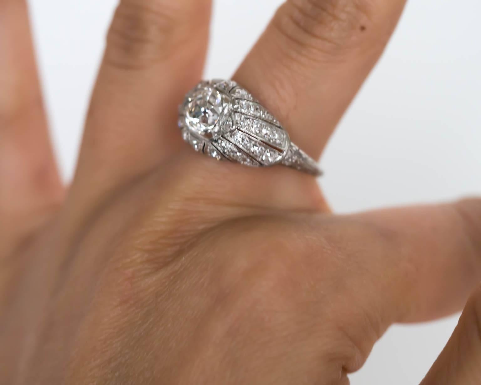 1910 Edwardian GIA Certified 1.17 Carat Diamond Platinum Engagement Ring 5