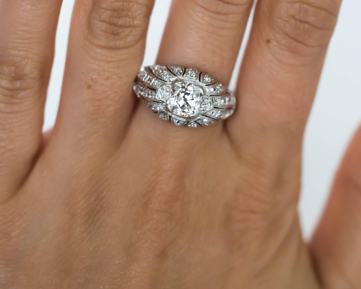 1910 Edwardian GIA Certified 1.17 Carat Diamond Platinum Engagement Ring 3