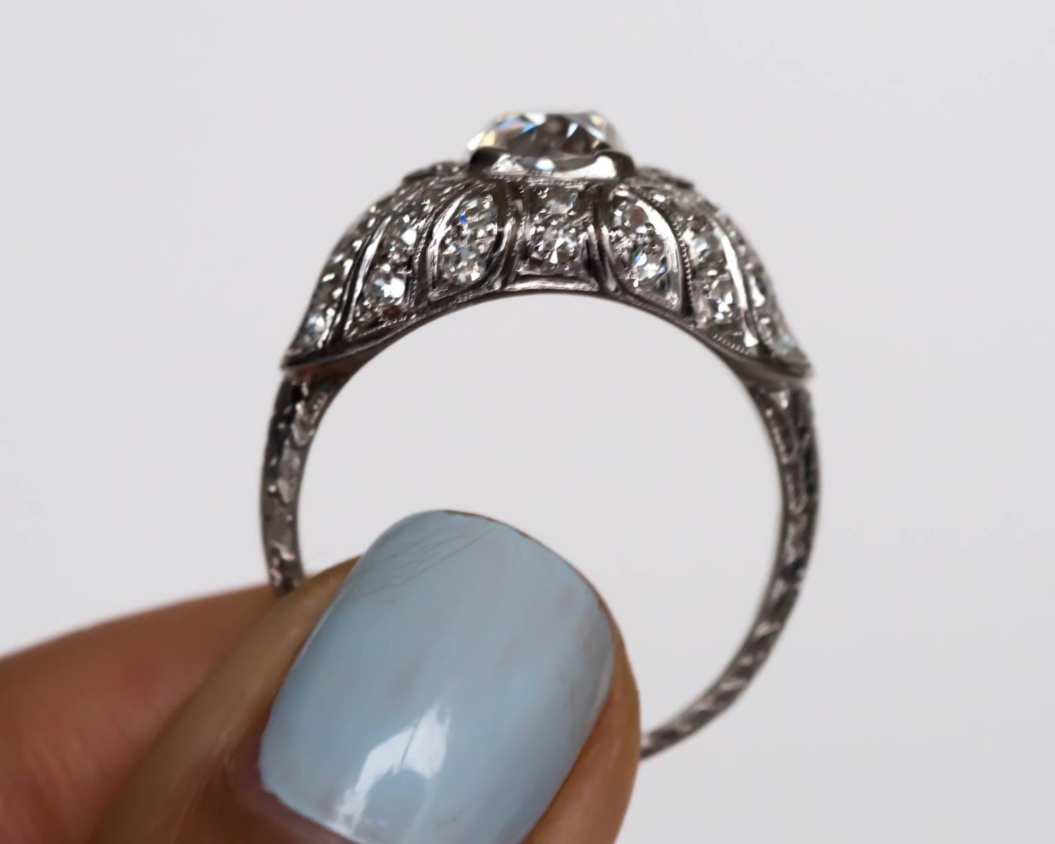 1910 Edwardian GIA Certified 1.17 Carat Diamond Platinum Engagement Ring 2