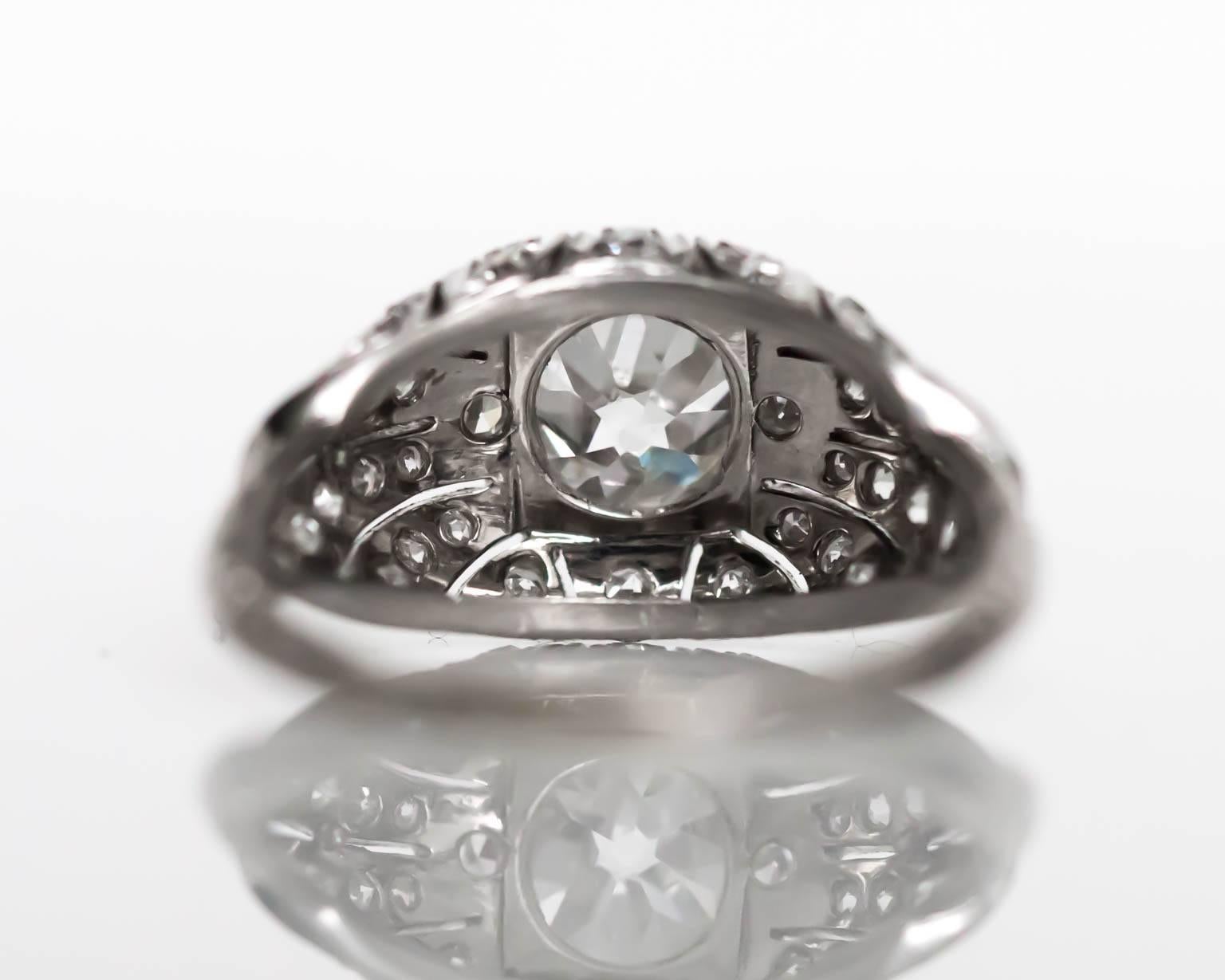 Women's 1910 Edwardian GIA Certified 1.17 Carat Diamond Platinum Engagement Ring