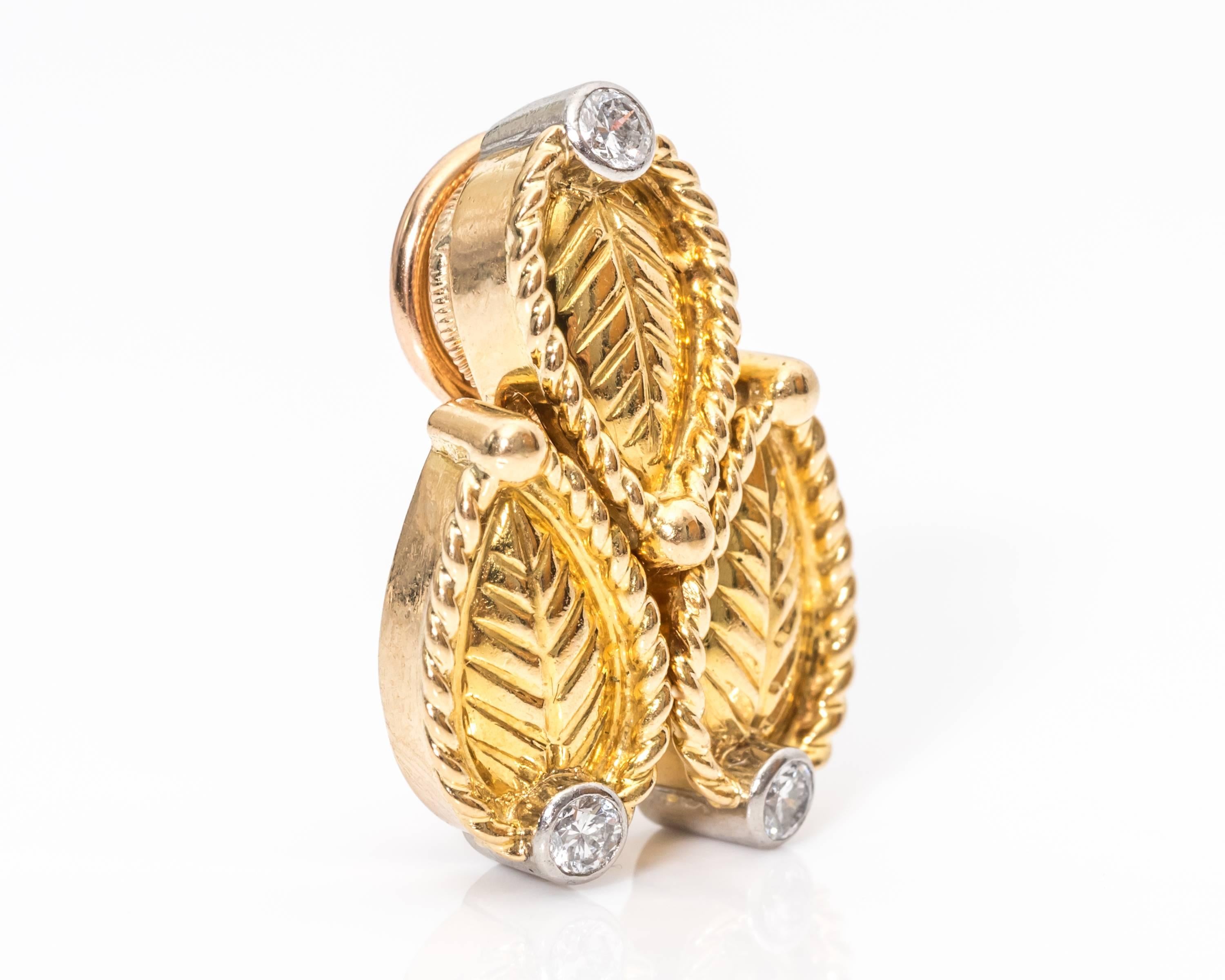 1980s Cartier Paris Diamonds 18 Karat Gold Clip On Earrings 2