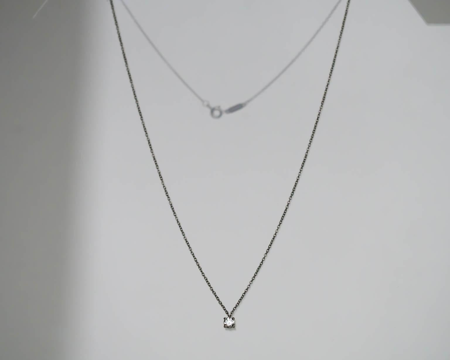 Tiffany & Co. .25 Carat Round Brilliant Diamond Platinum Necklace  In Excellent Condition In Atlanta, GA
