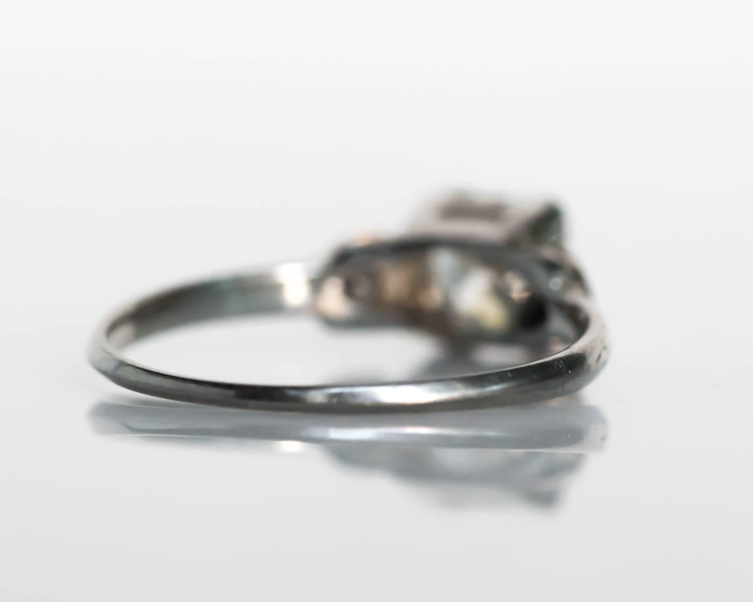 1930s Art Deco GIA Certified .60 Carat Diamond White Gold Engagement Ring 1