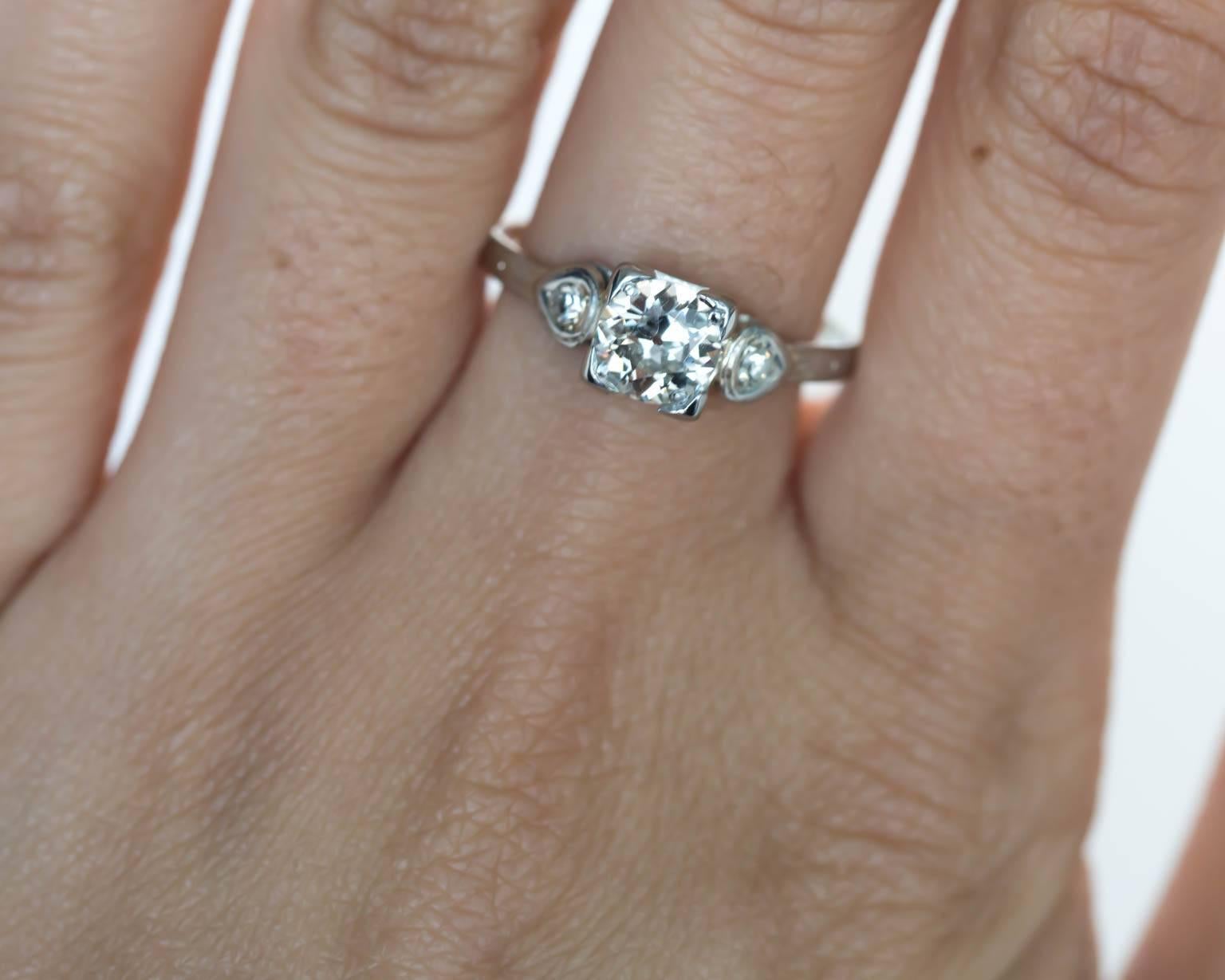 1930s Art Deco GIA Certified .60 Carat Diamond White Gold Engagement Ring 3