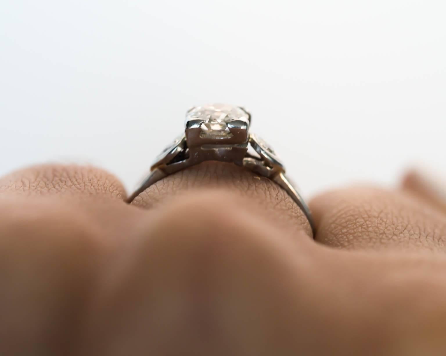1930s Art Deco GIA Certified .60 Carat Diamond White Gold Engagement Ring 5
