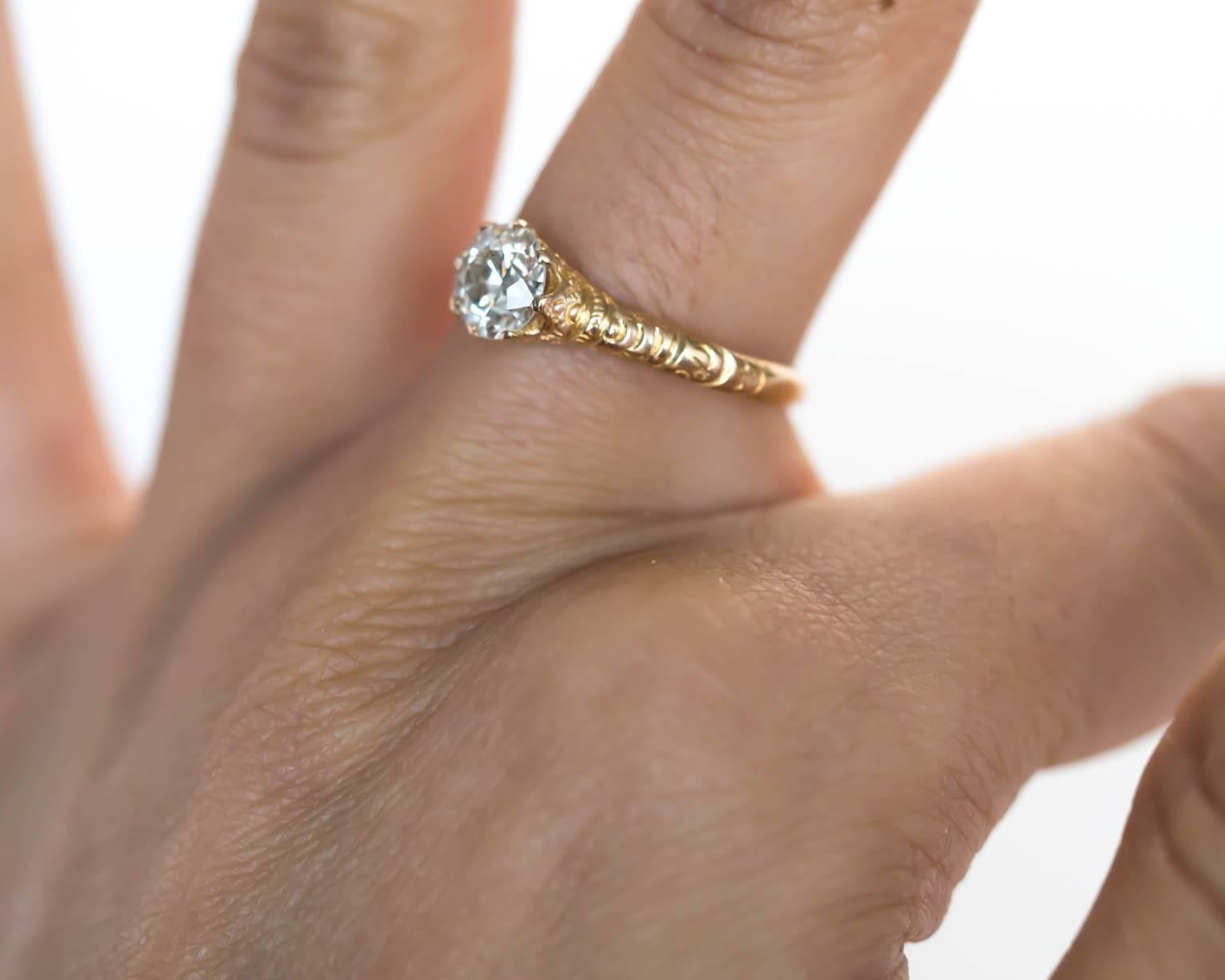 1880s Victorian .78 Carat Diamond Yellow Gold Engagement Ring 1