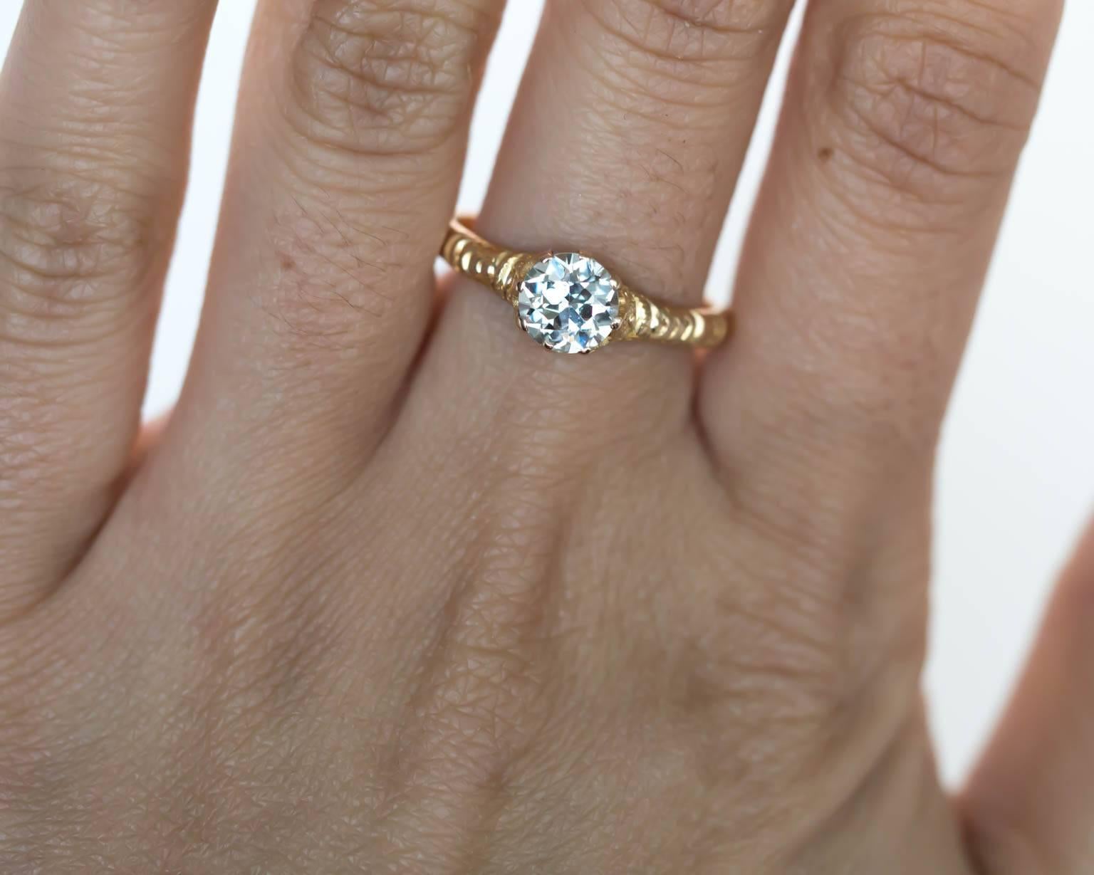 Women's 1880s Victorian .78 Carat Diamond Yellow Gold Engagement Ring
