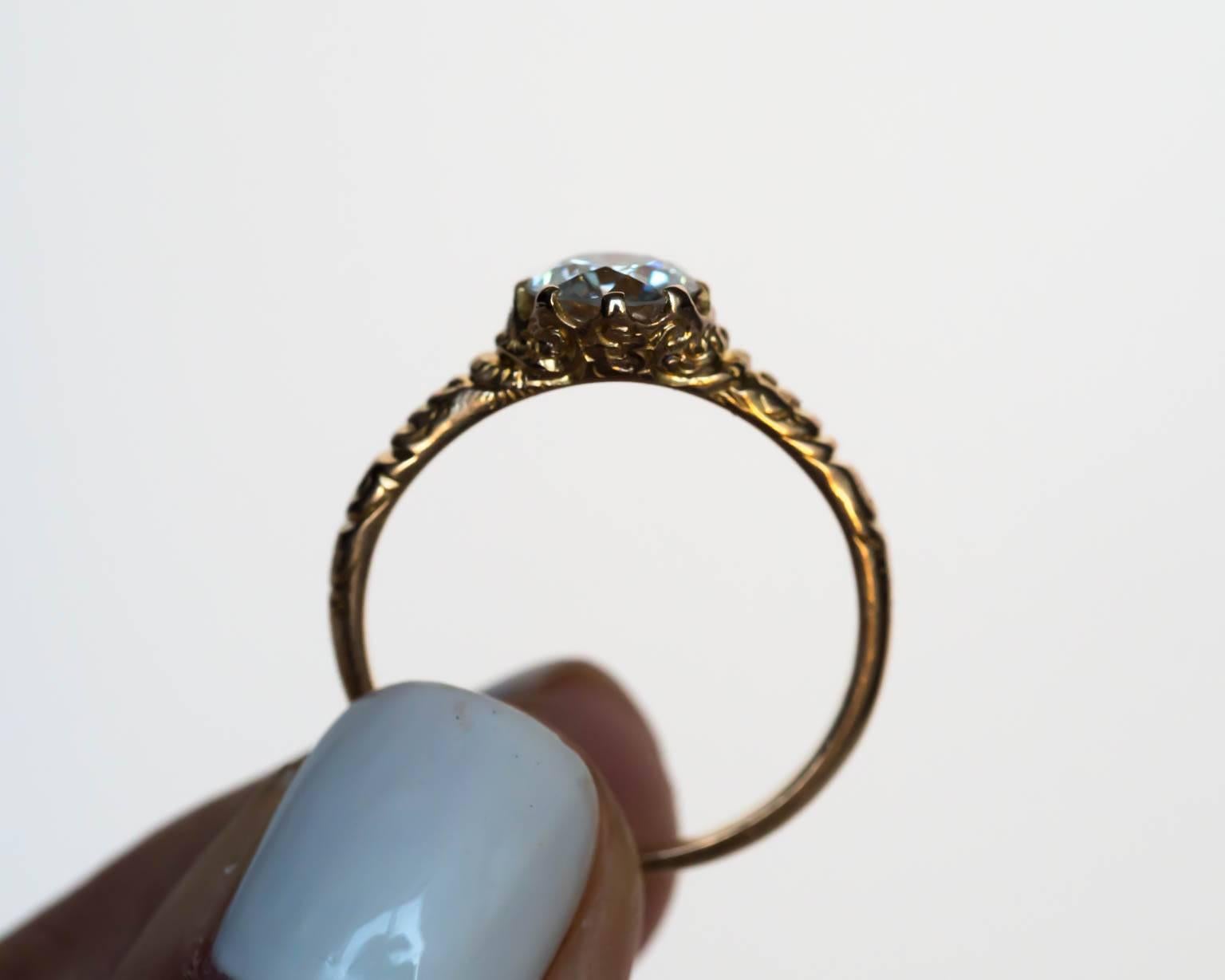 1880s Victorian .78 Carat Diamond Yellow Gold Engagement Ring In Excellent Condition In Atlanta, GA