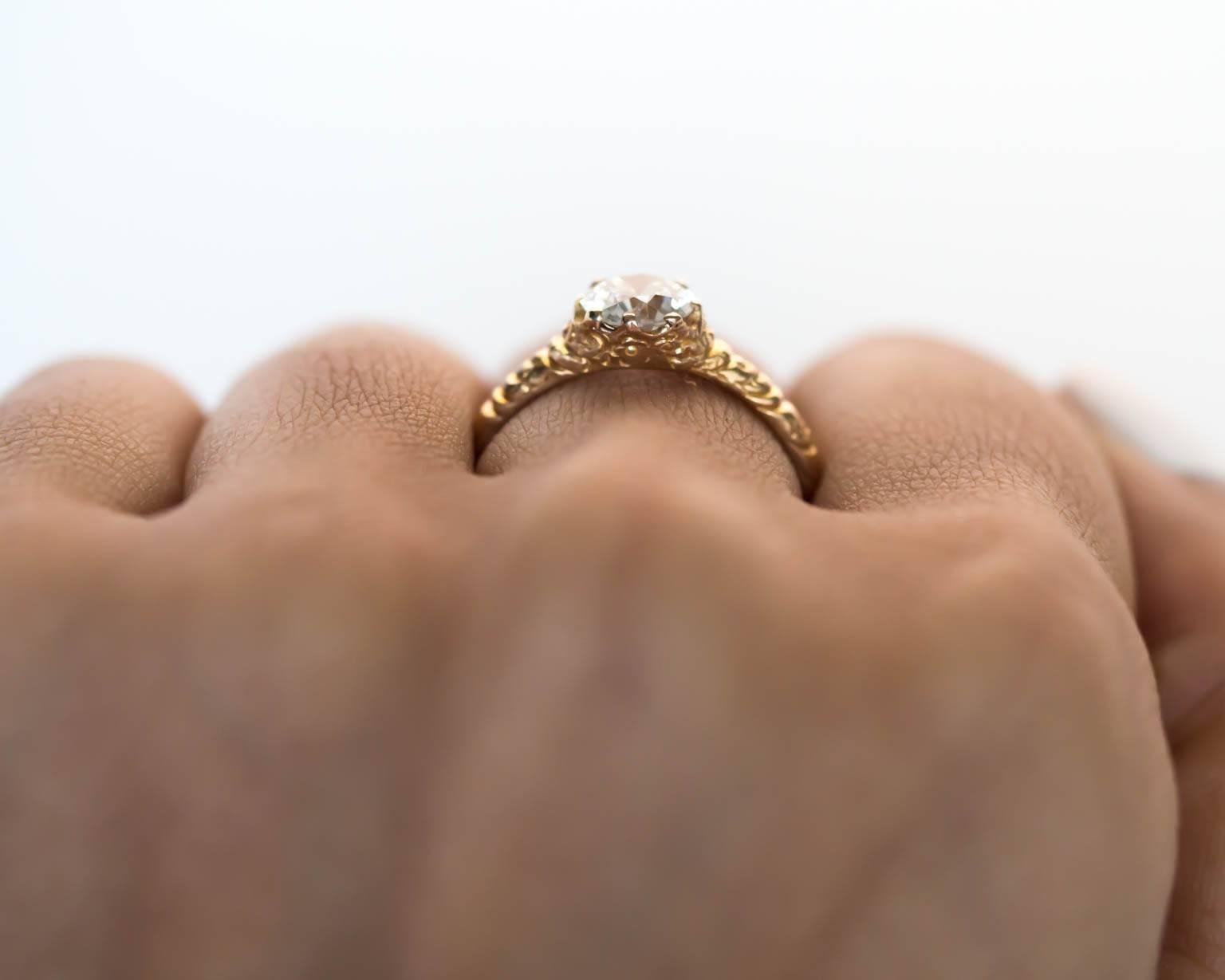 1880s Victorian .78 Carat Diamond Yellow Gold Engagement Ring 2