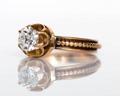 1890s Victorian .91 Carat Diamond Gold Buttercup Setting Ring
