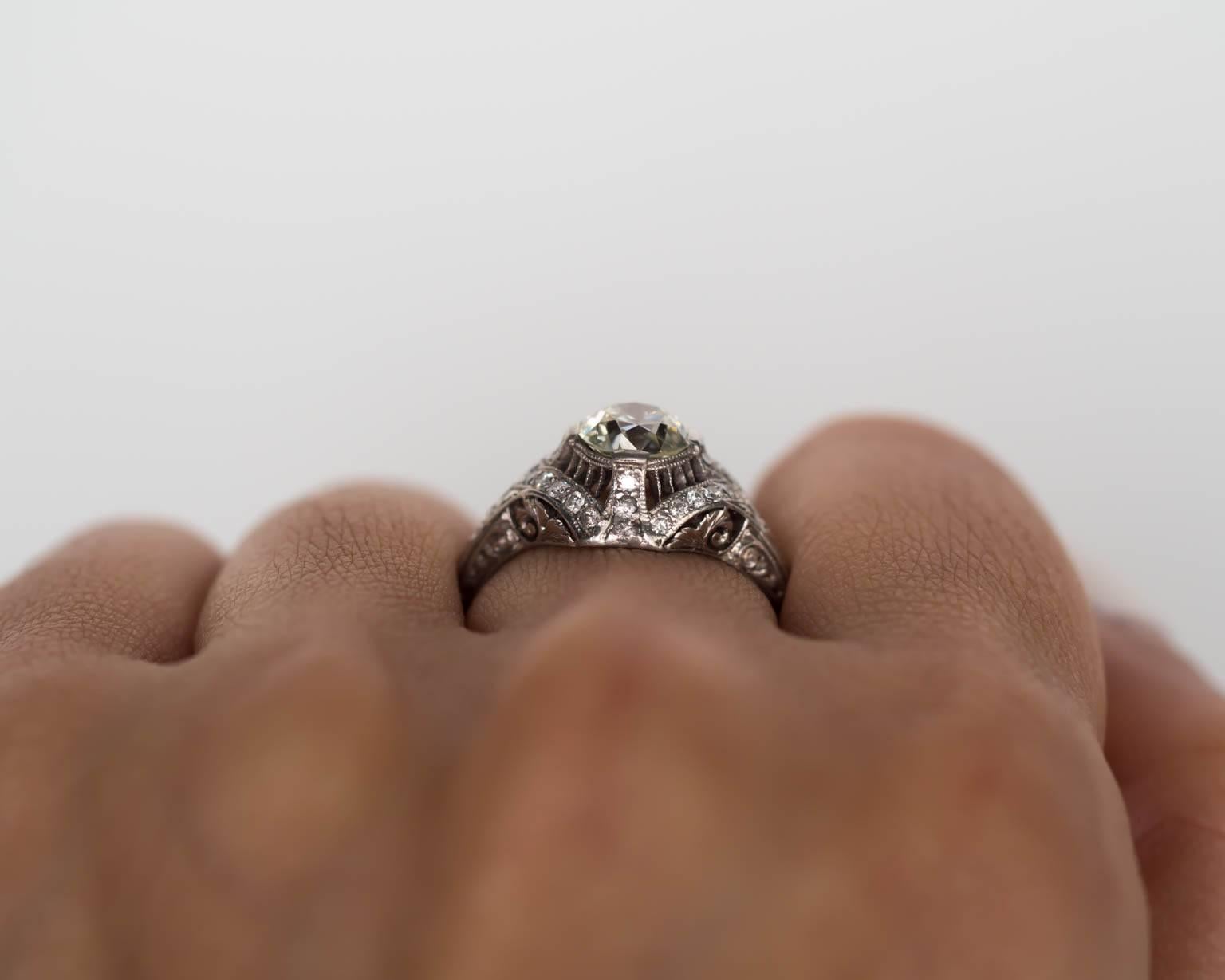 1910s Art Deco GIA Certified 1.01 Carat Diamond Platinum Engagement Ring 4